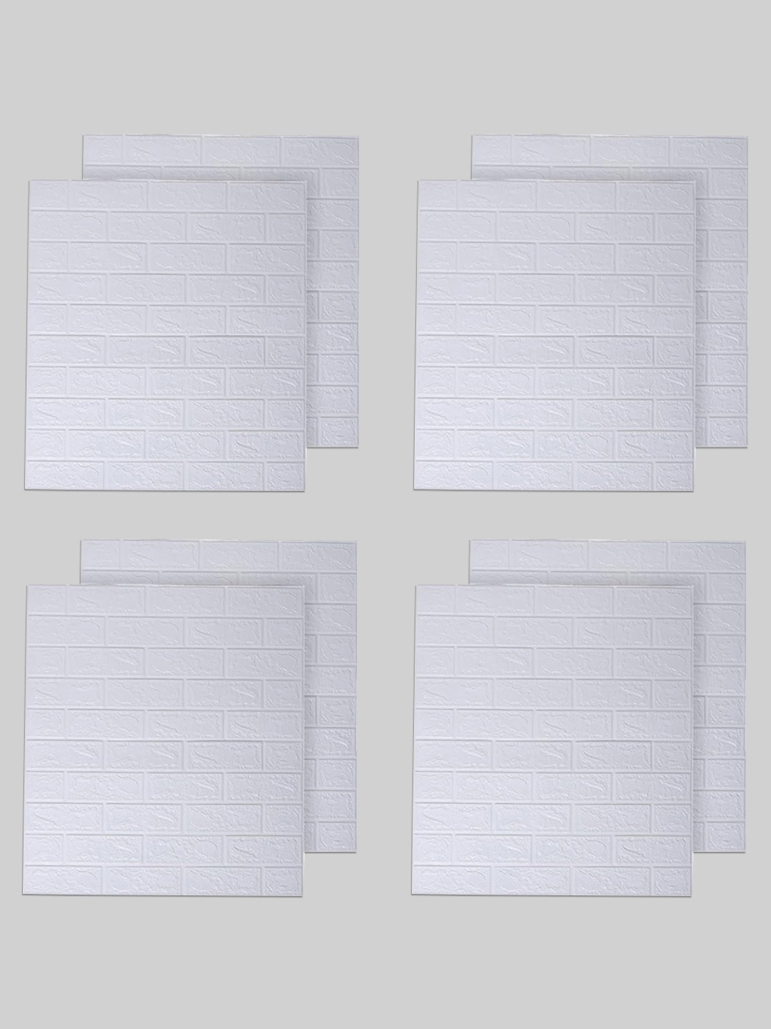 

Kuber Industries White 4 Pieces Abstract Printed Self-Adhesive Brick 3D Wallpaper