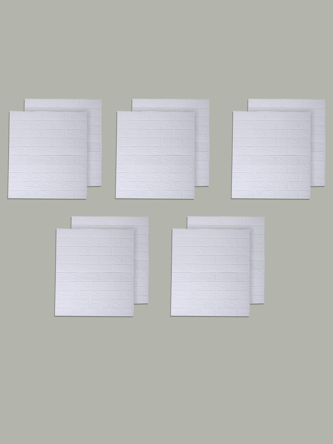 

Kuber Industries White 5 Pieces Textured Self-Adhesive Brick 3D Wallpaper
