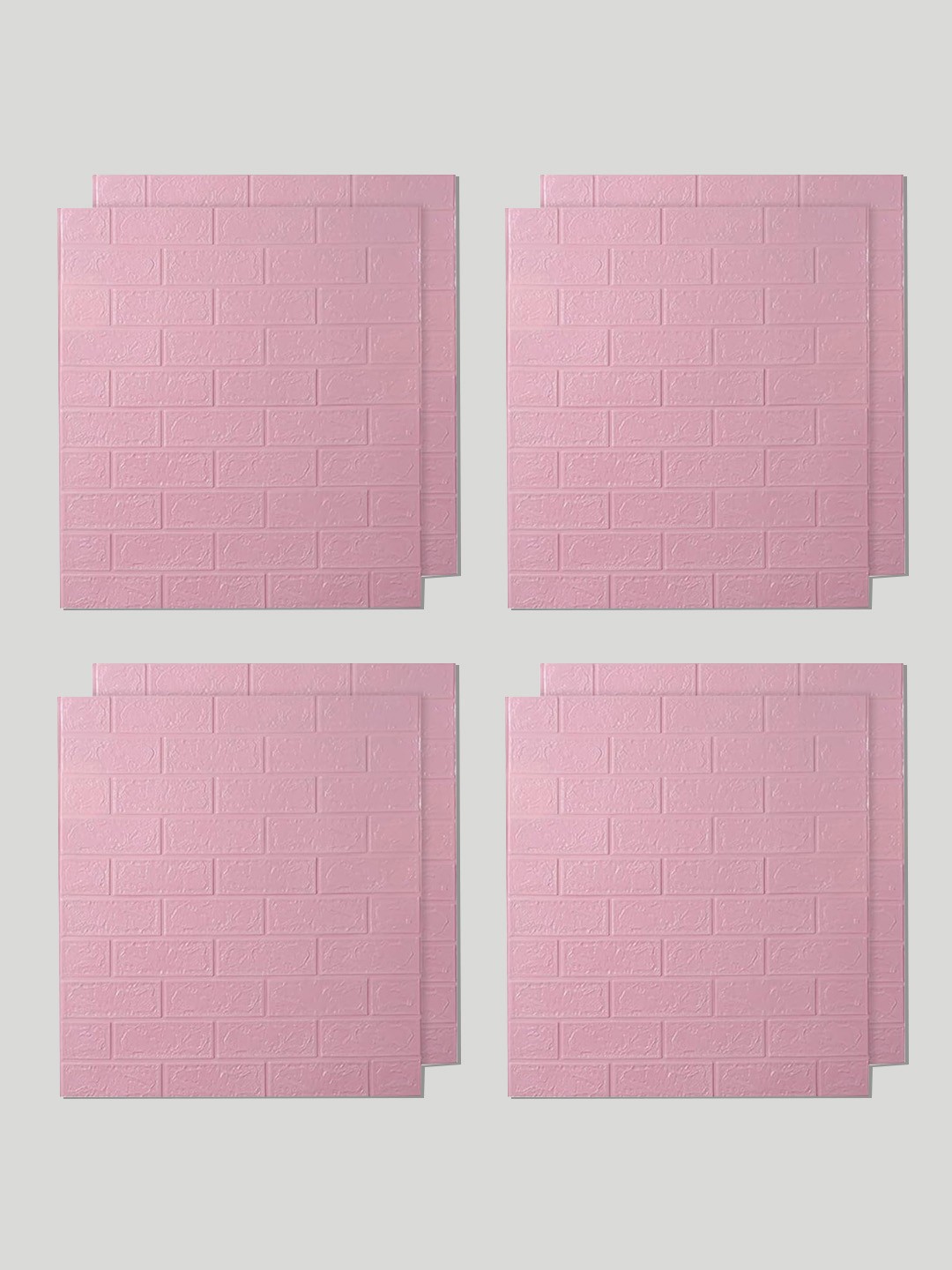 

Kuber Industries Pink 8 Pieces Textured Self-Adhesive Brick 3D Wallpaper