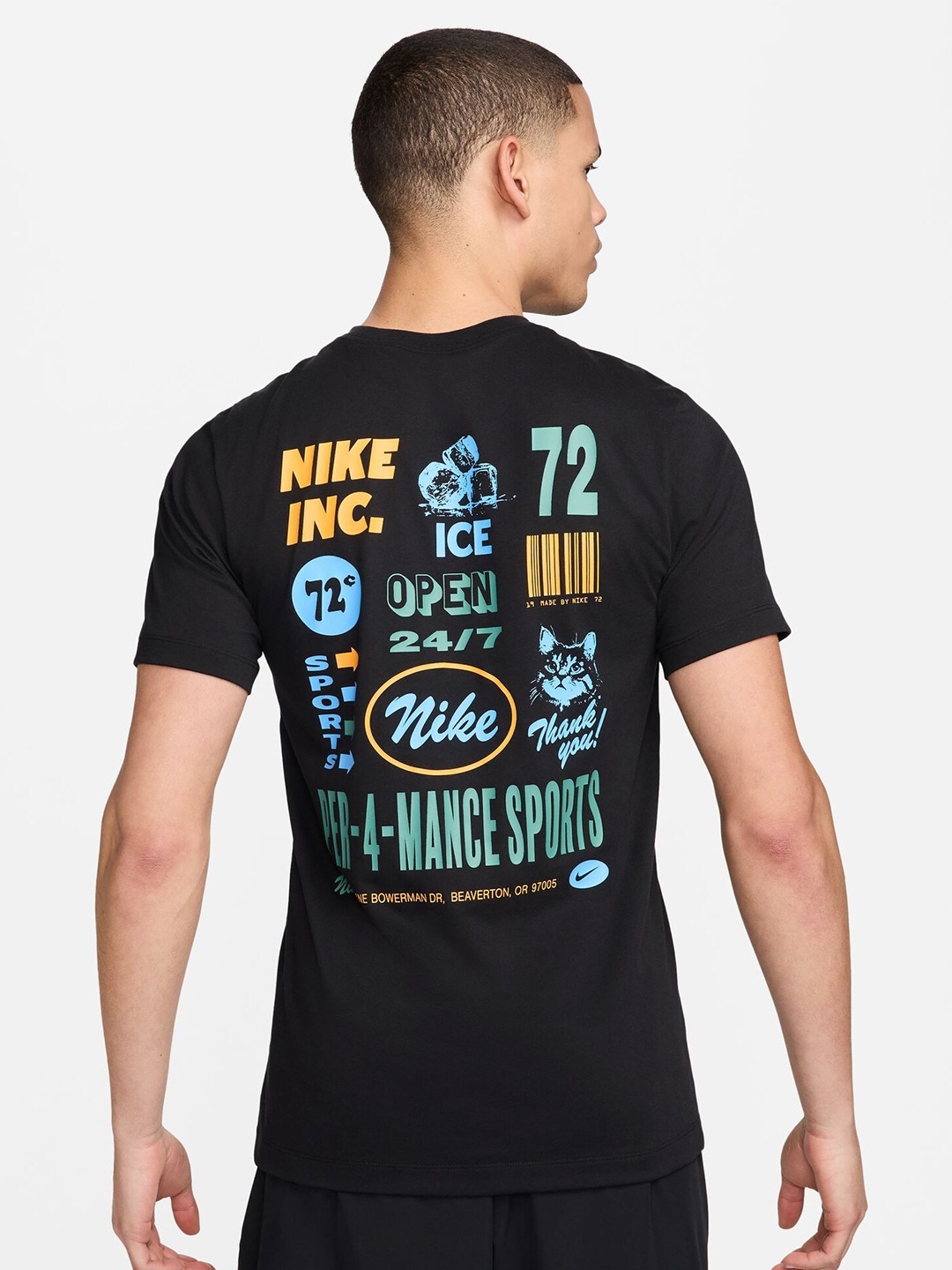 

Nike Printed Dri-FIT Fitness Cotton T-Shirt, Black