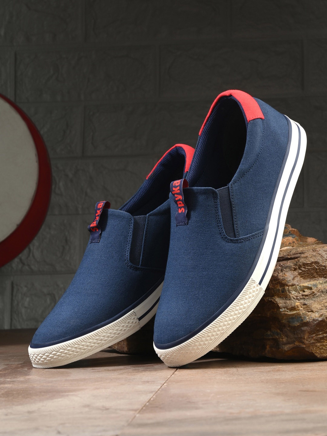 

SPYKAR Men Textured Canvas Slip-On Sneakers, Navy blue