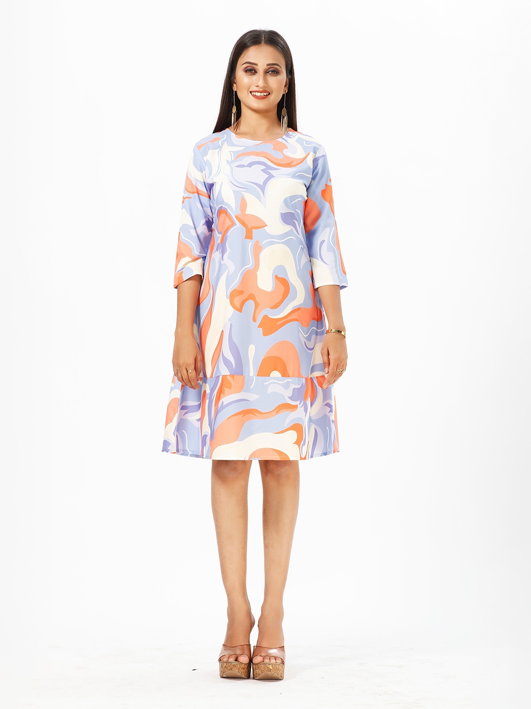 

mrutbaa Print Crepe A-Line Dress, Purple