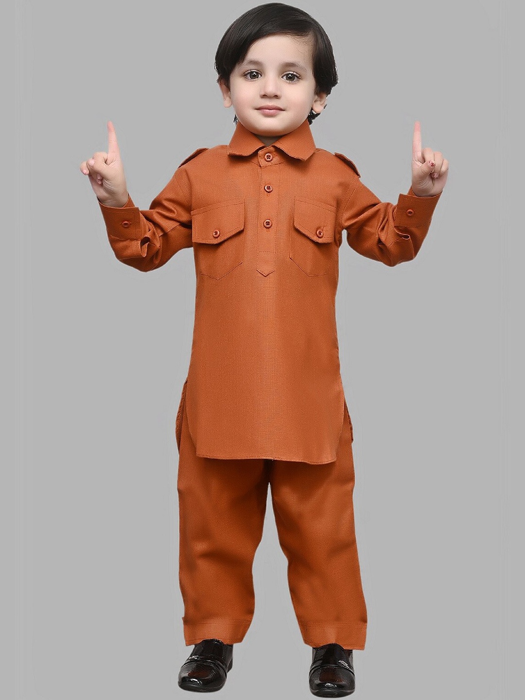 BAESD Boys Regular Pure Cotton Kurta with Pyjamas, Rust