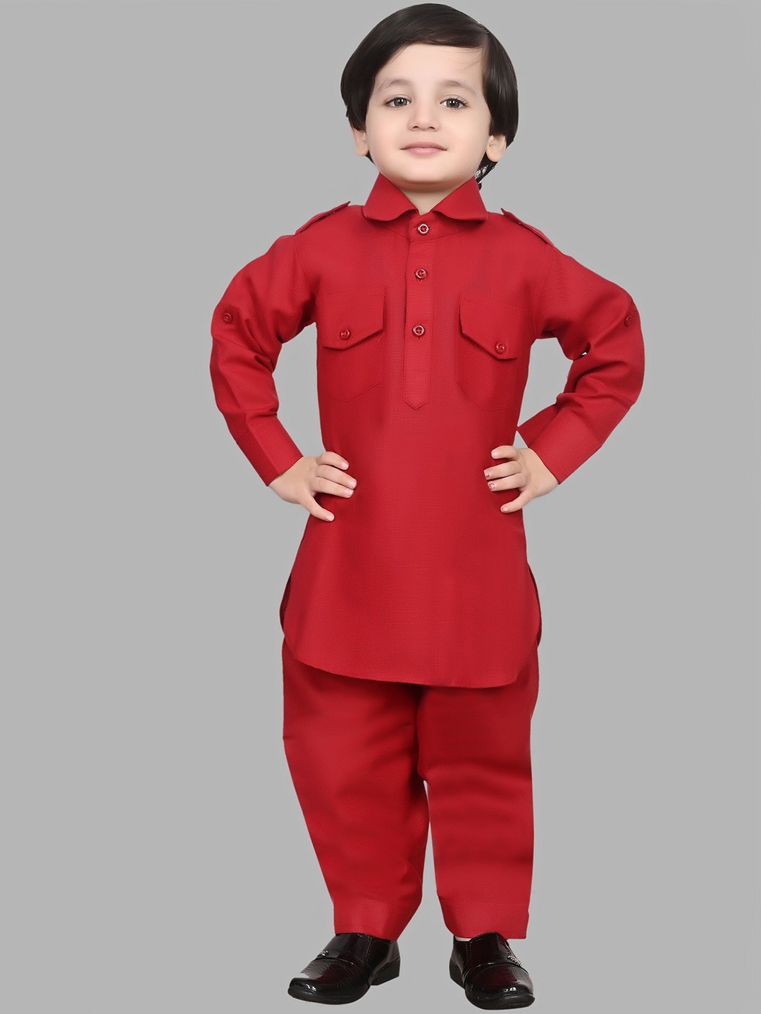 

BAESD Boys Regular Pure Cotton Kurta with Pyjamas, Maroon