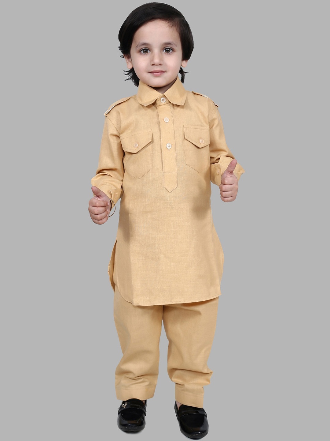 

BAESD Boys Pure Cotton Pathani Kurta With Pyjama, Cream