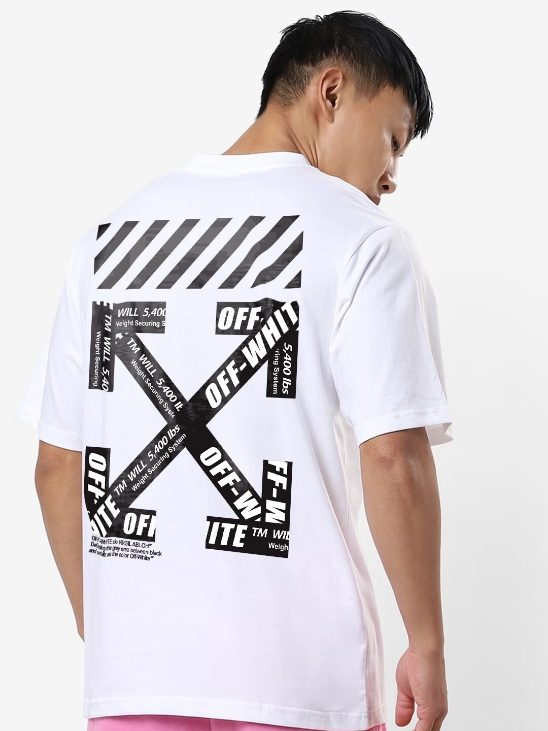 

Crazymonk Graphic Printed Drop Shoulder Pure Cotton Oversized T-Shirt, White
