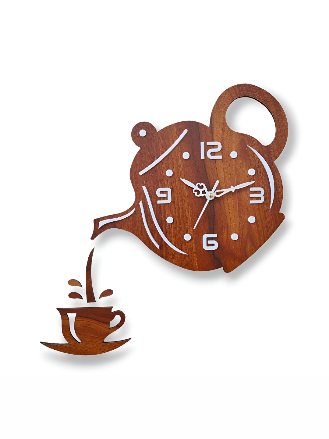 

FASTQT Brown & White Contemporary Analogue Wall Clock