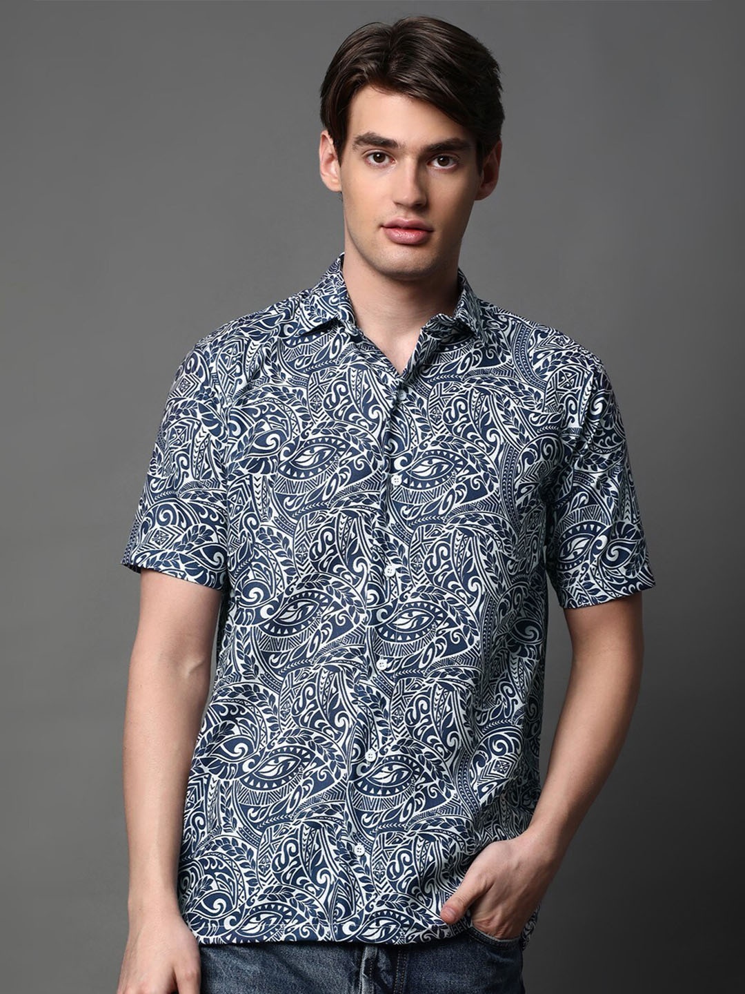 

BROWN BROTHERS Men Relaxed Floral Opaque Printed Casual Shirt, White