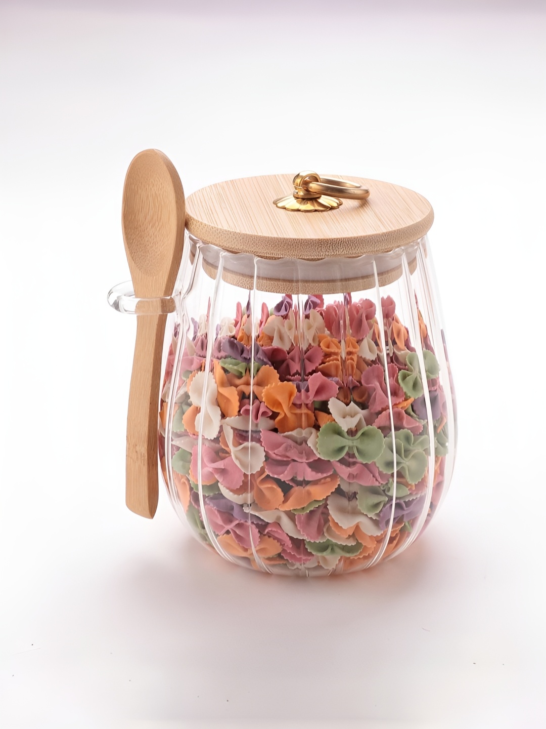 

UMAI Transparent Glass Food Container Jar With Bamboo Lid & Spoon 680 ml