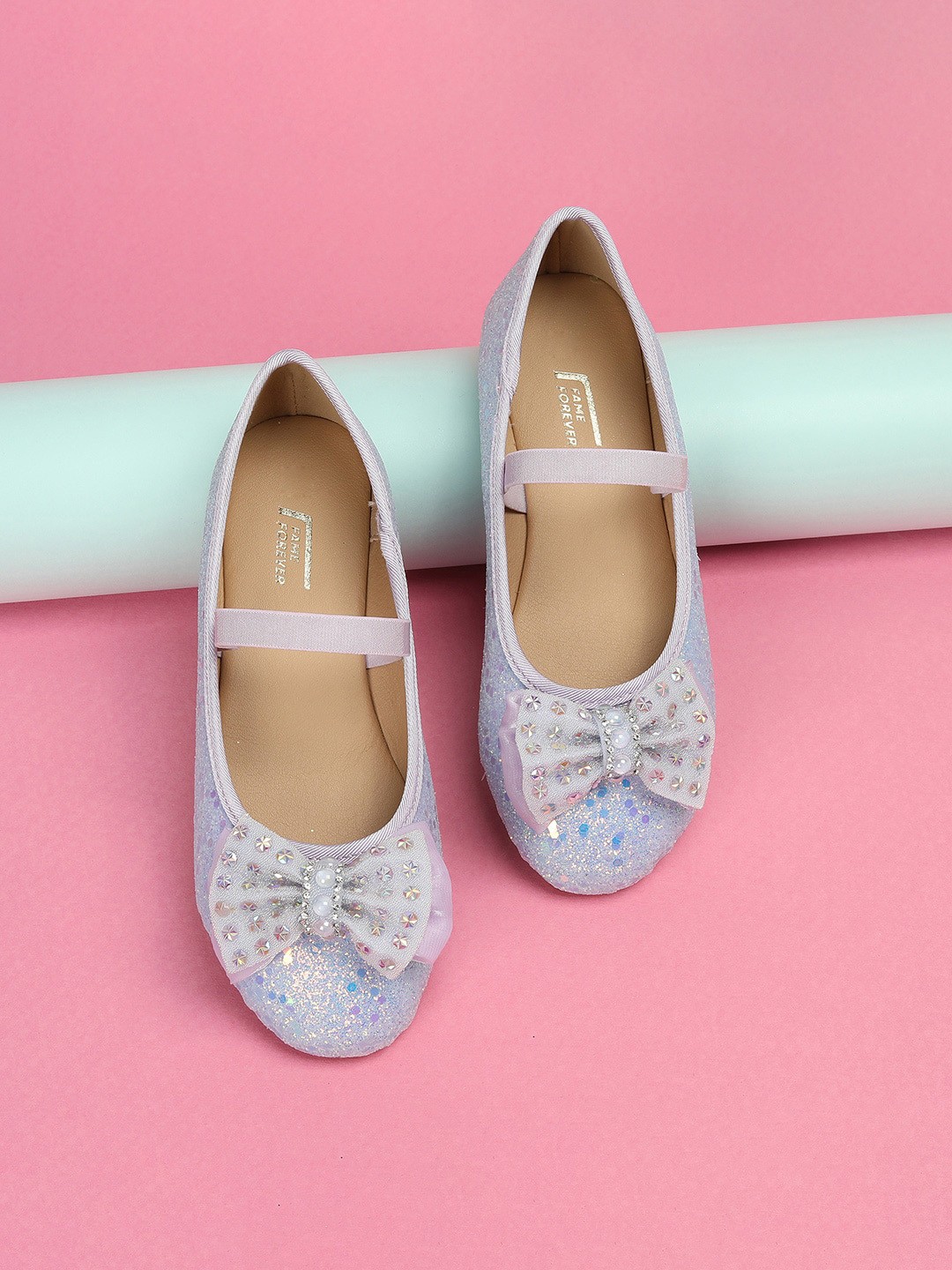 

Fame Forever by Lifestyle Girls Embellished Round Toe Ballerinas, Purple