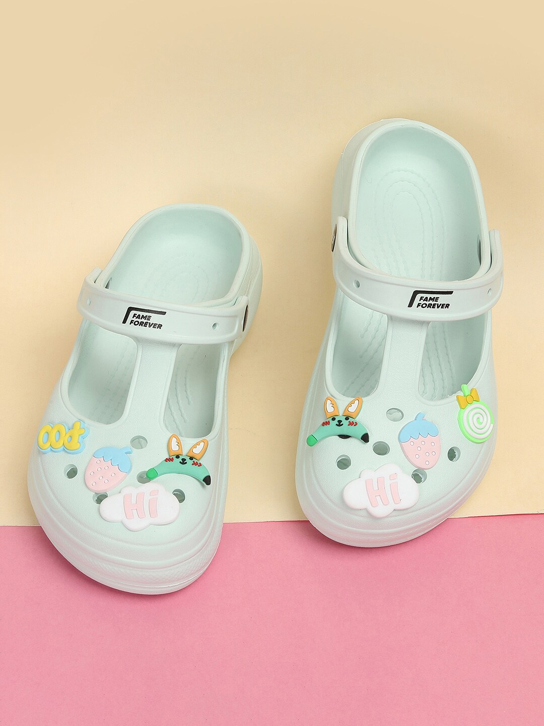 

Fame Forever by Lifestyle Girls Self Design Rubber Clogs, Green