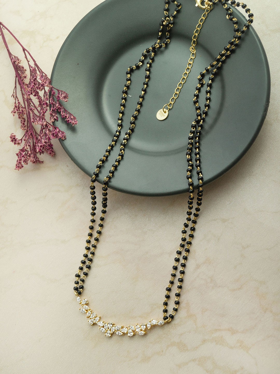 

MANNASH 18kt Gold-Plated 925 Sterling Silver Artificial Beads Mangalsutra