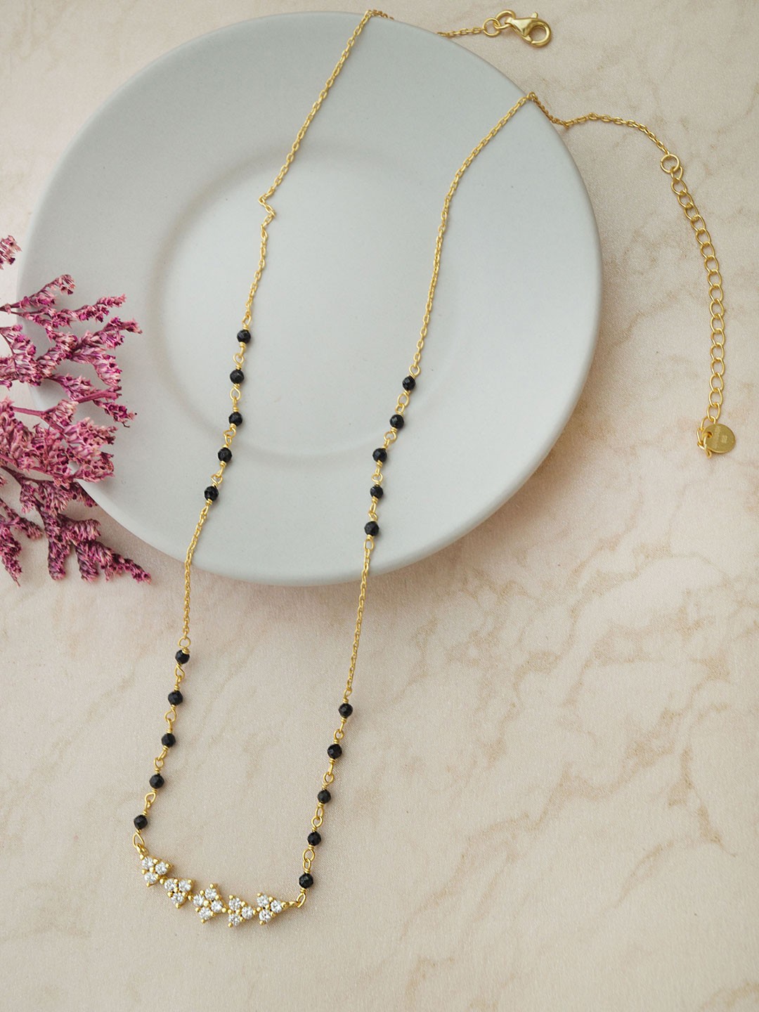 

MANNASH 18kt Gold-Plated 925 Sterling Silver Artificial Beads Mangalsutra