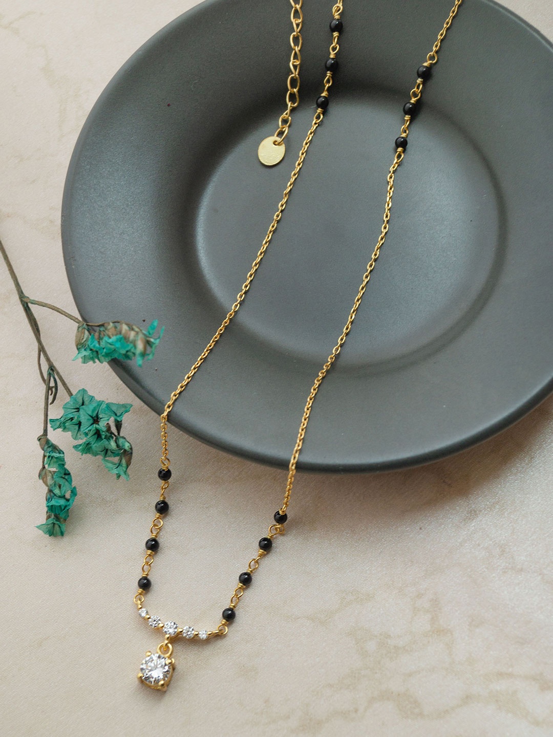 

MANNASH 925 Sterling Silver 18K Gold-Plated Beaded Mangalsutra