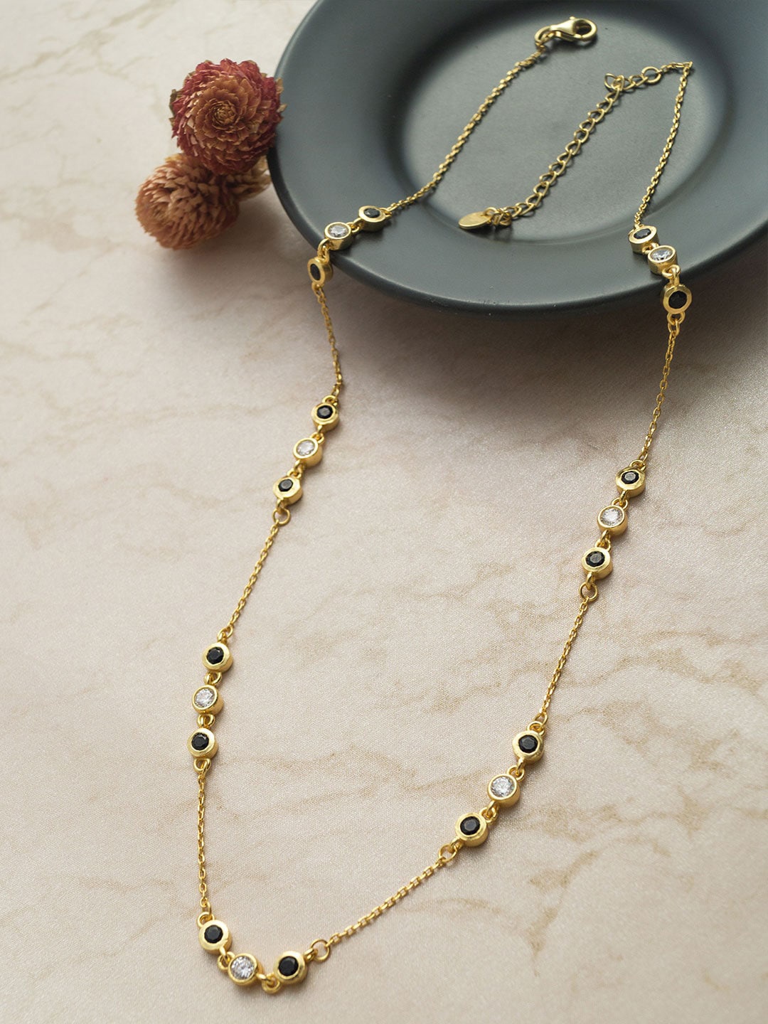 

MANNASH 18kt Gold-Plated 925 Sterling Silver Artificial Beads Mangalsutra