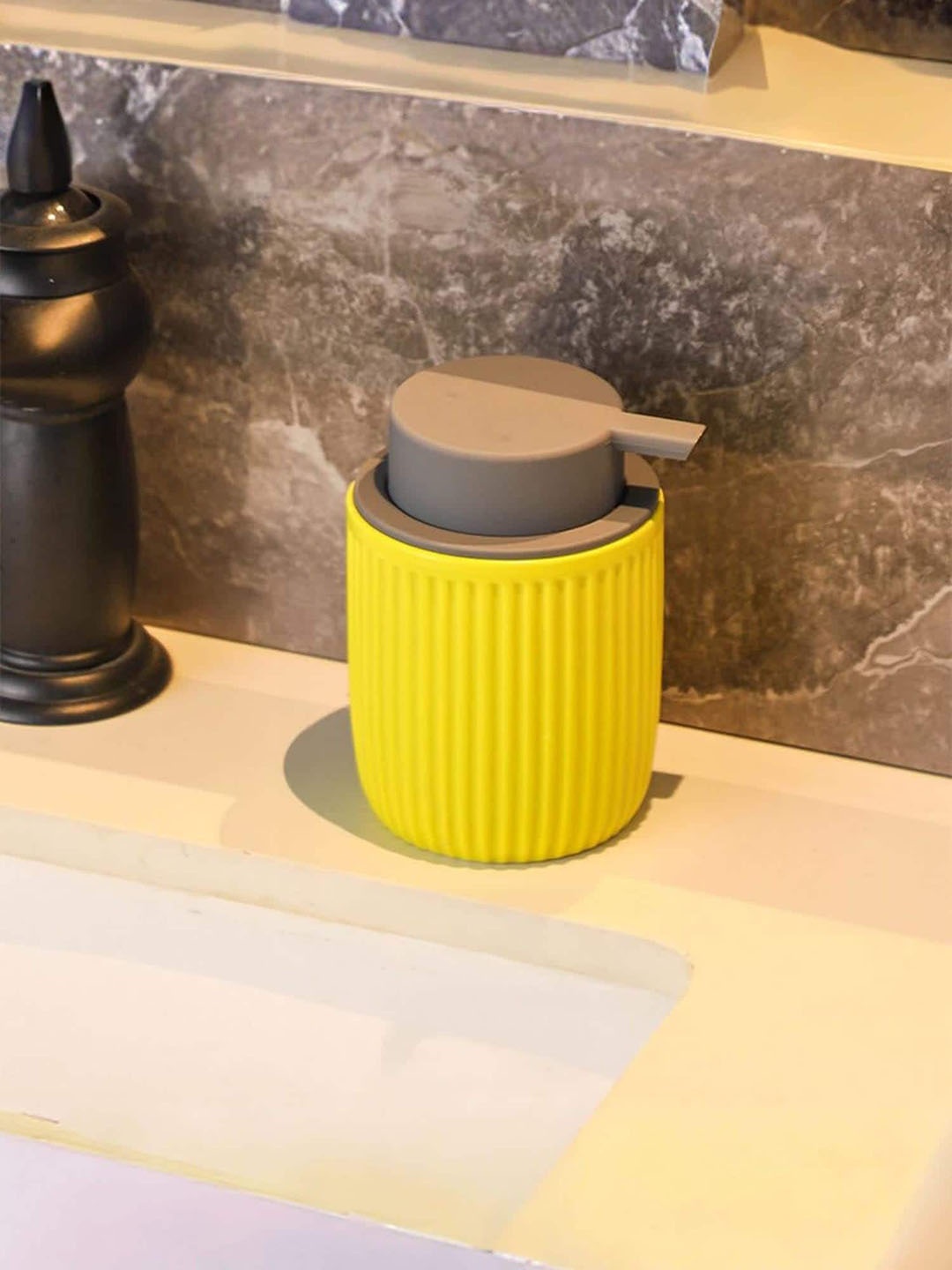 

UMAI Yellow & Grey Ceramic Soap Dispenser- 320ml