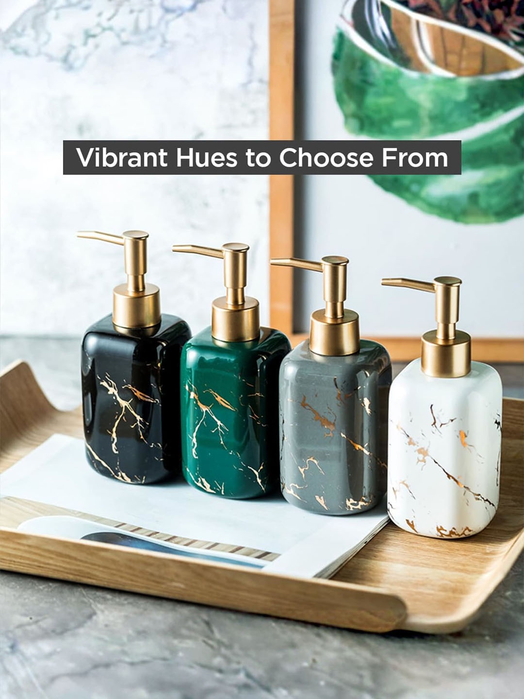 

UMAI Green 3 Pieces Printed Stoneware Soap Dispensers