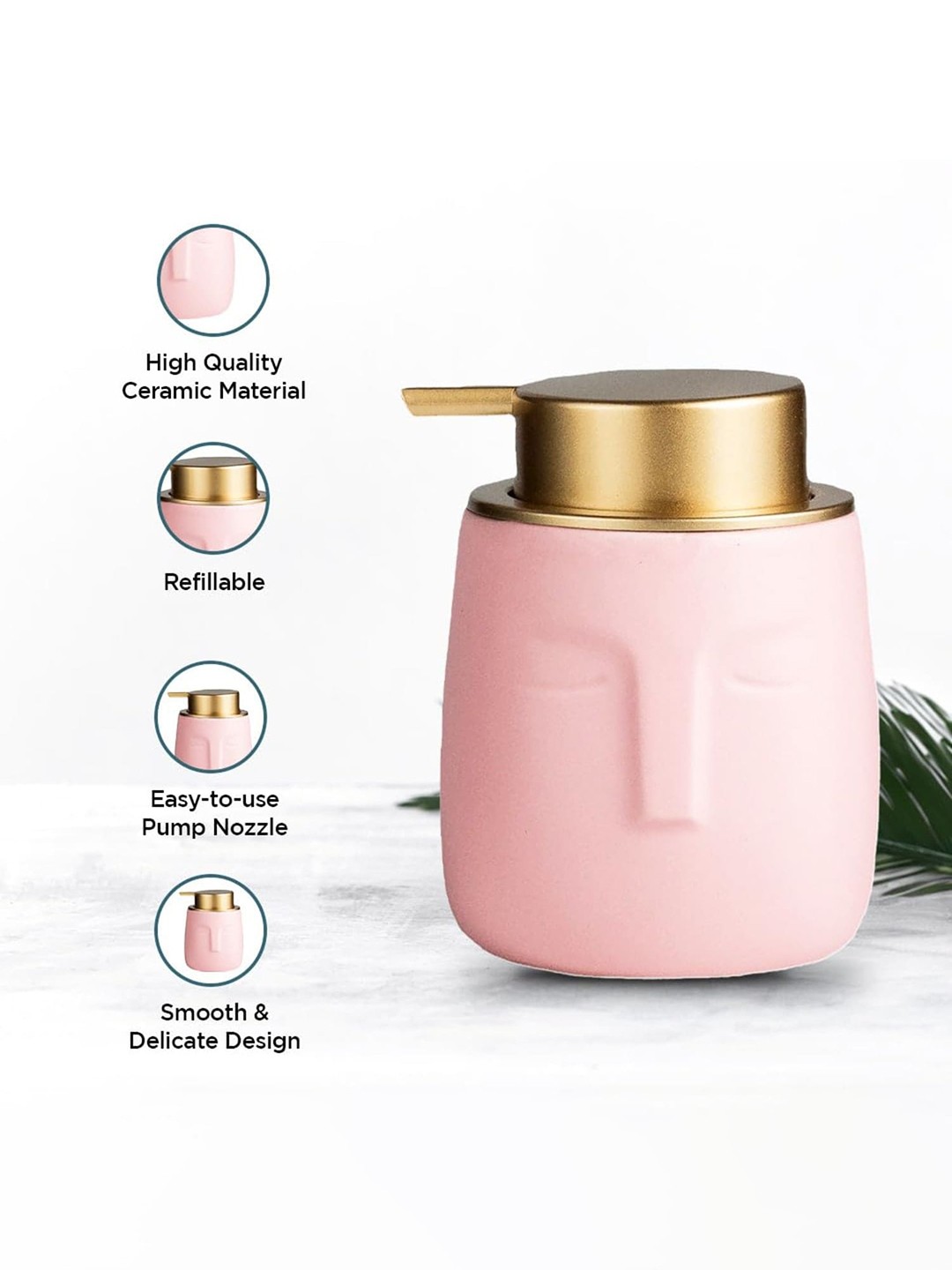 

UMAI Pink Ceramic Soap Dispenser 350 ml