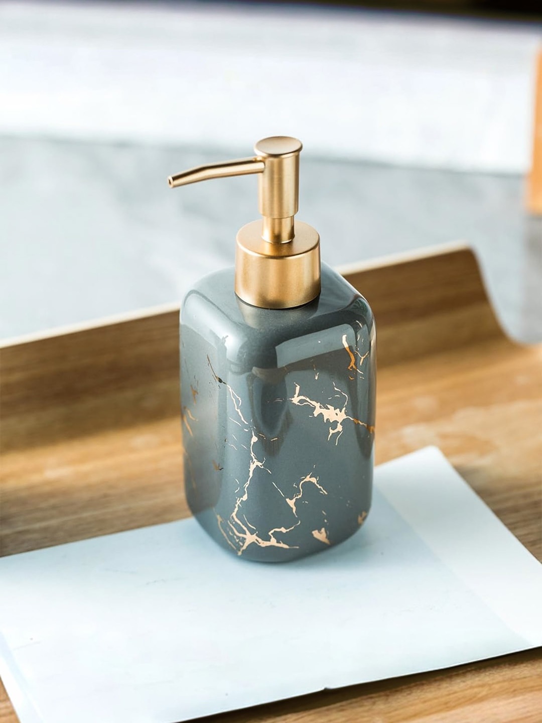 

UMAI Grey Stoneware Abstract Printed Soap Dispenser 300 ml