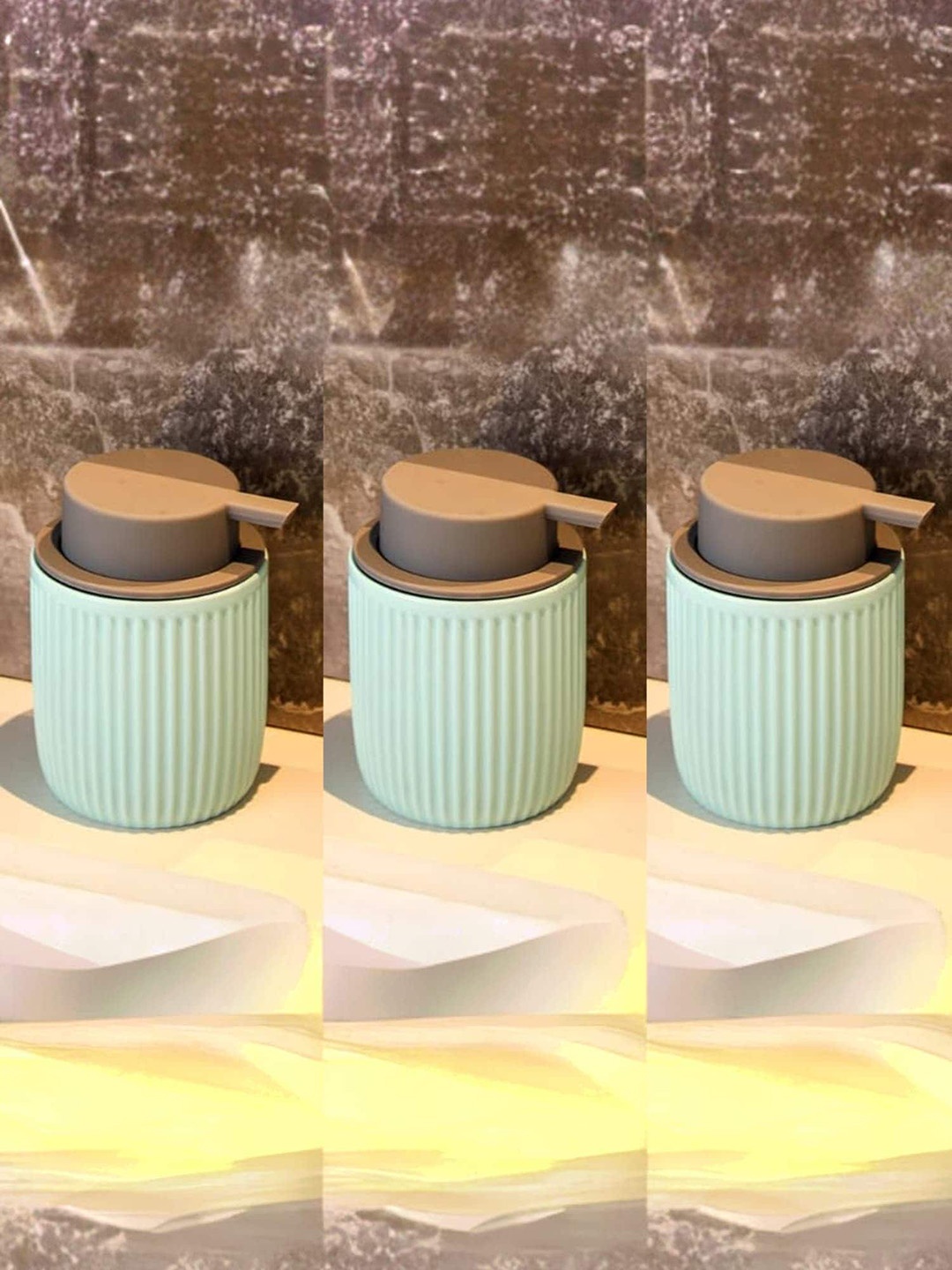 

UMAI Blue Brown 3 Pieces Textured Stoneware Soap Dispenser 320 ml Each