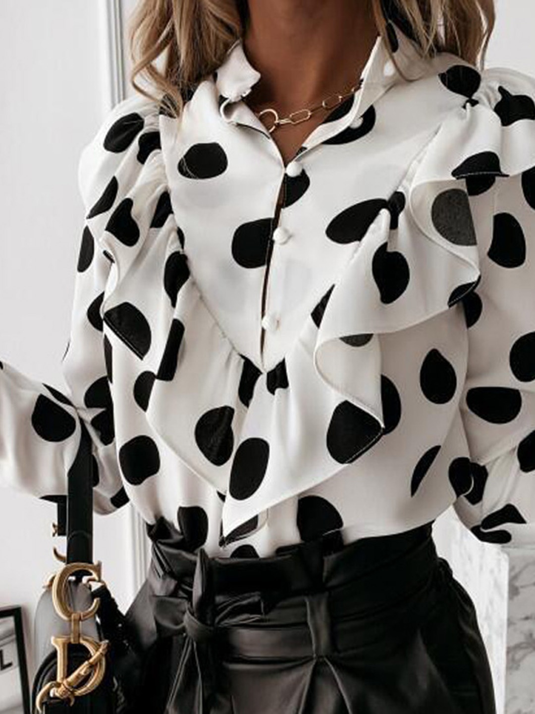 

StyleCast Print Tie-Up Neck Top, White