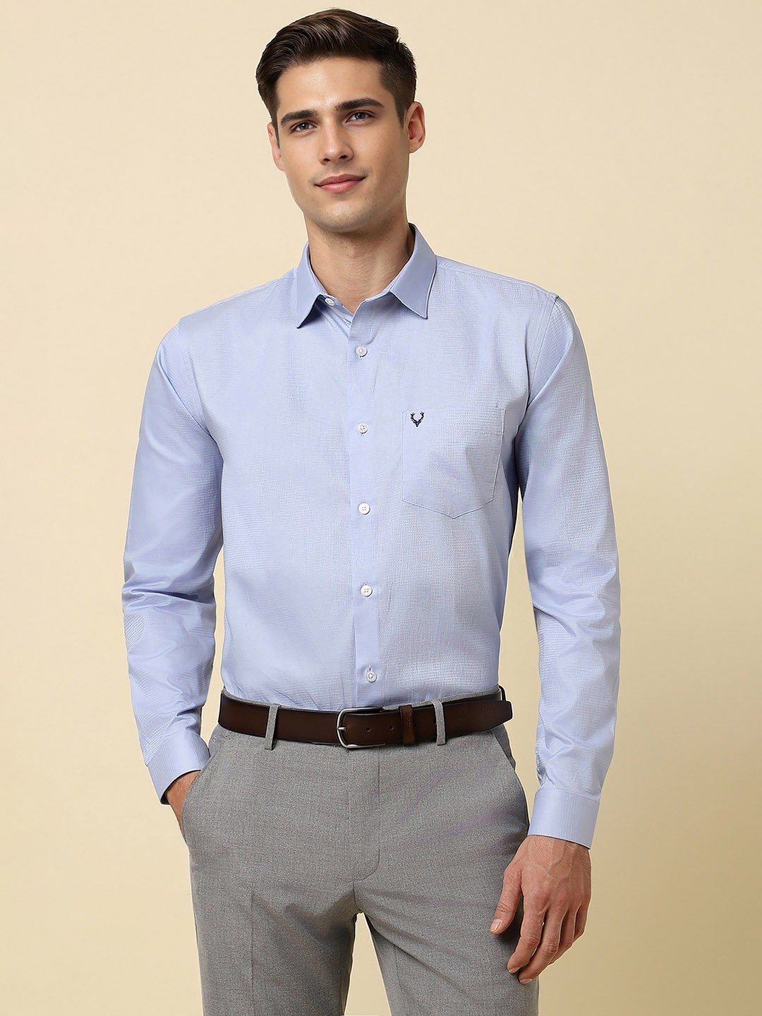 

Allen Solly Men Slim Fit Opaque Formal Shirt, Blue