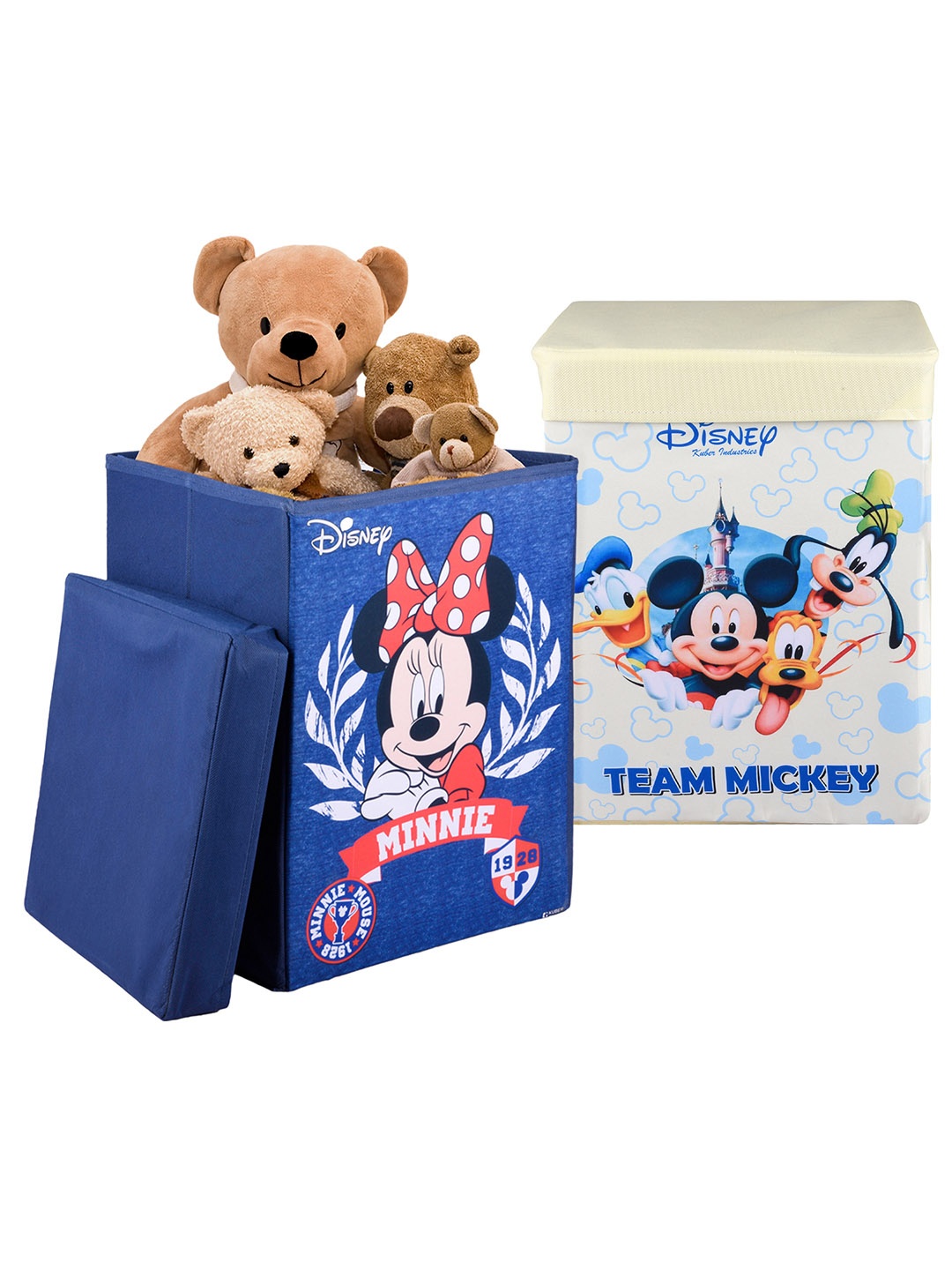 

Kuber Industries Pack of 2 Disney Storage Box with Lid & Handles, Multi