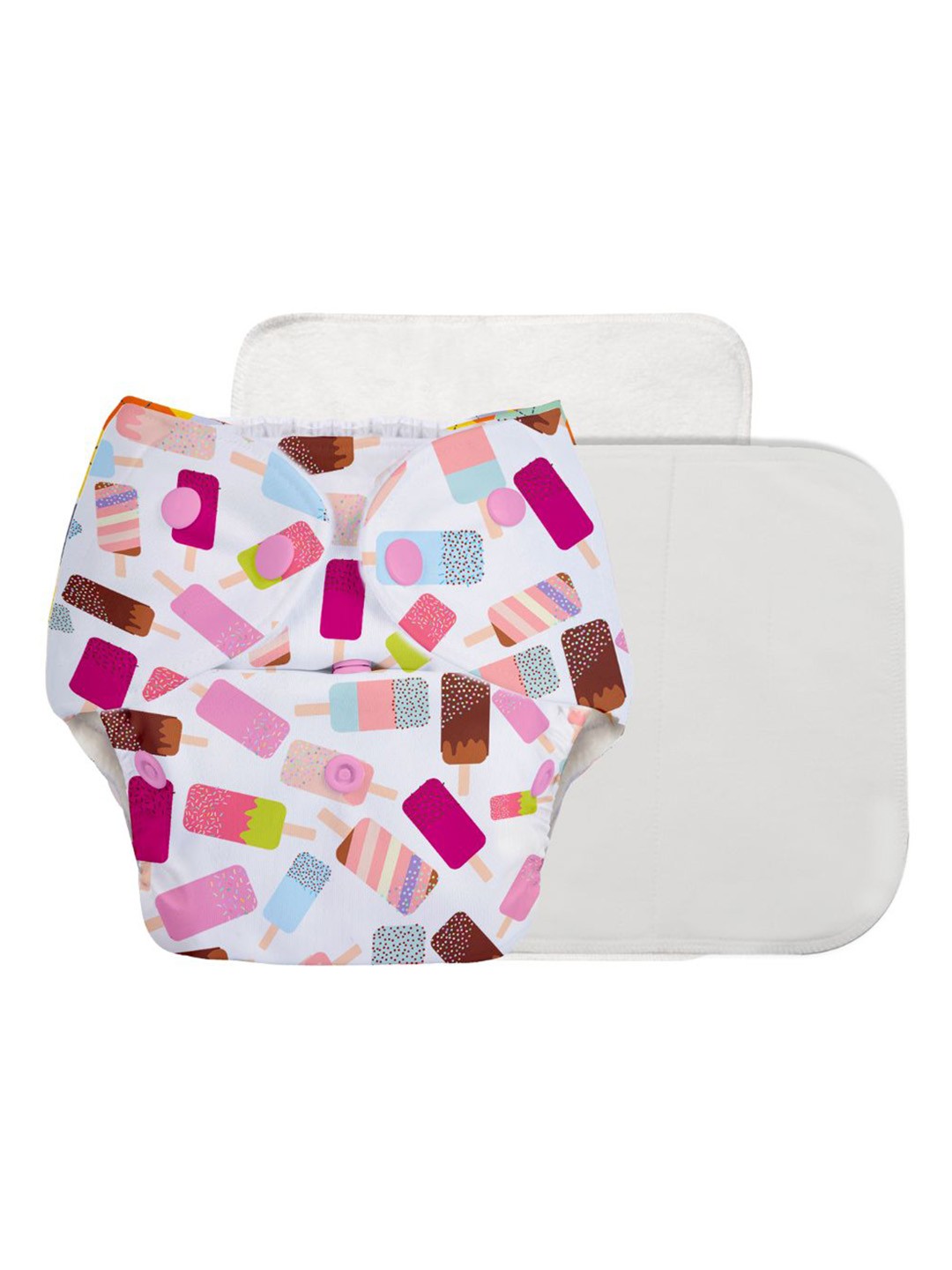 

SuperBottoms Set Of 3 Reusable Cloth Diaper & Quick Dry Ultra Thin Pads, White