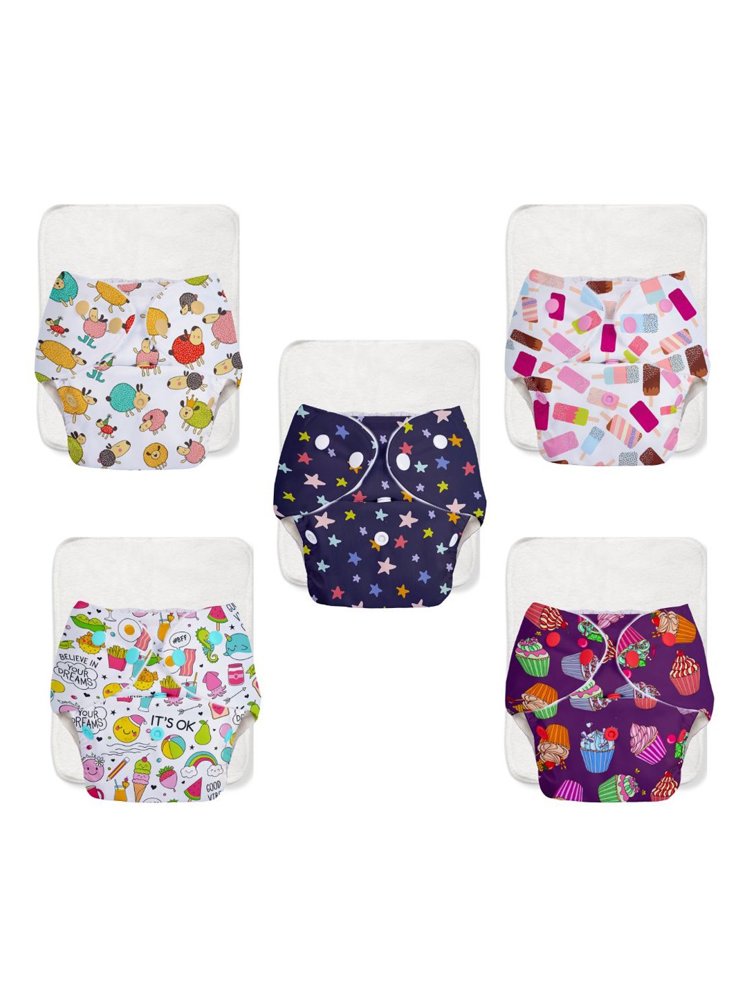 

SuperBottoms Set Of 10 Reusable Cloth Diaper & Quick Dry Ultra Thin Pads, White