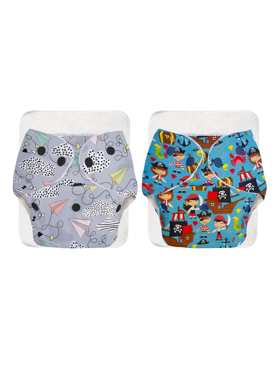 

SuperBottoms Set Of 4 Reusable Cloth Diaper & Quick Dry Ultra Thin Pads, White