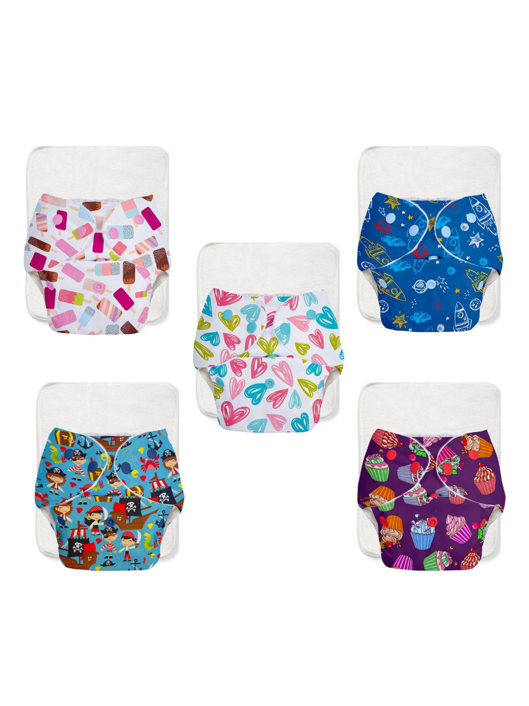 

SuperBottoms Set Of 10 Reusable Cloth Diaper & Quick Dry Ultra Thin Pads--06-10-15-17-20, White