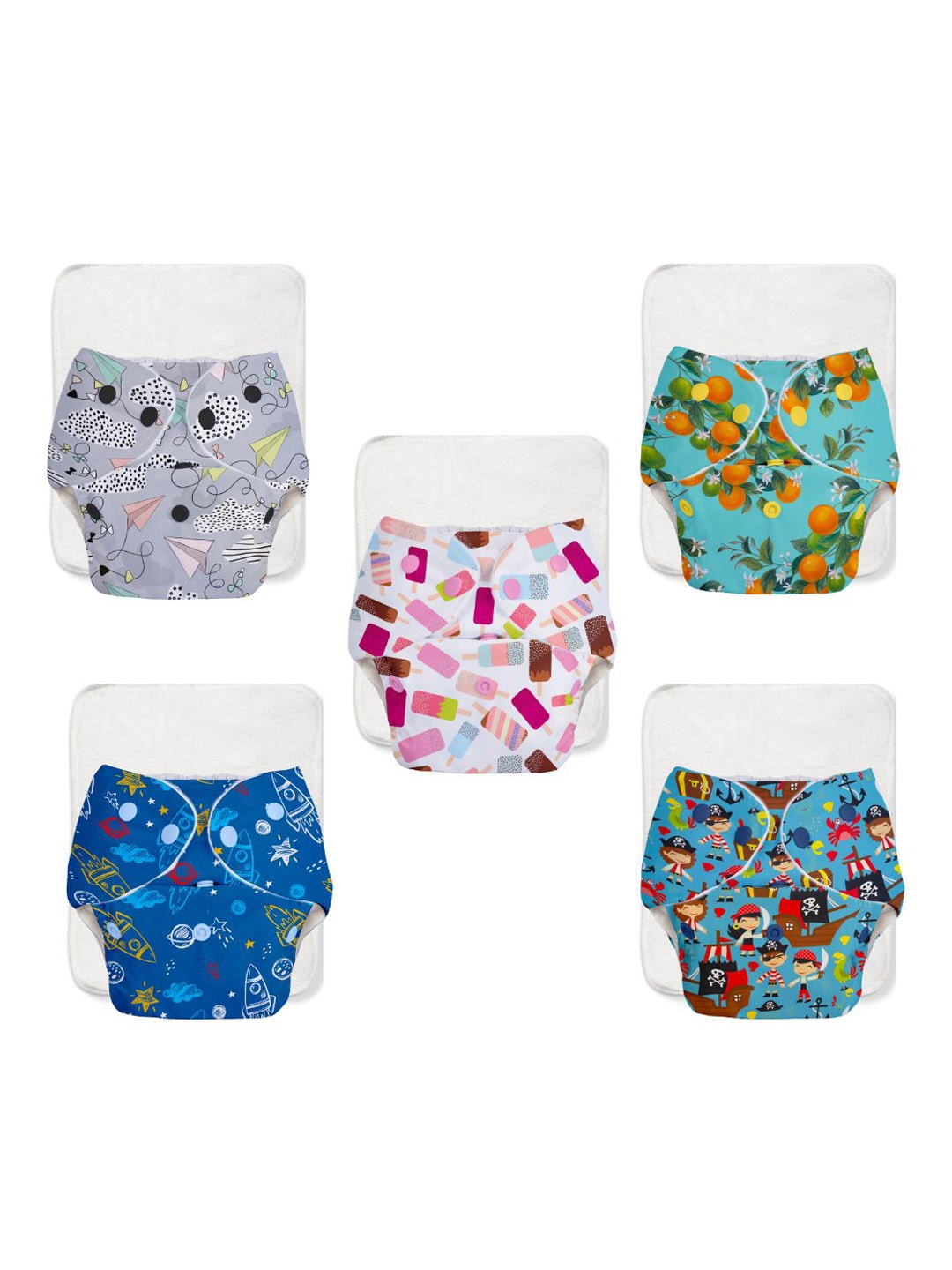 

SuperBottoms Set Of 10 Reusable Cloth Diaper & Quick Dry Ultra Thin Pads-01-05-06-17-20, White