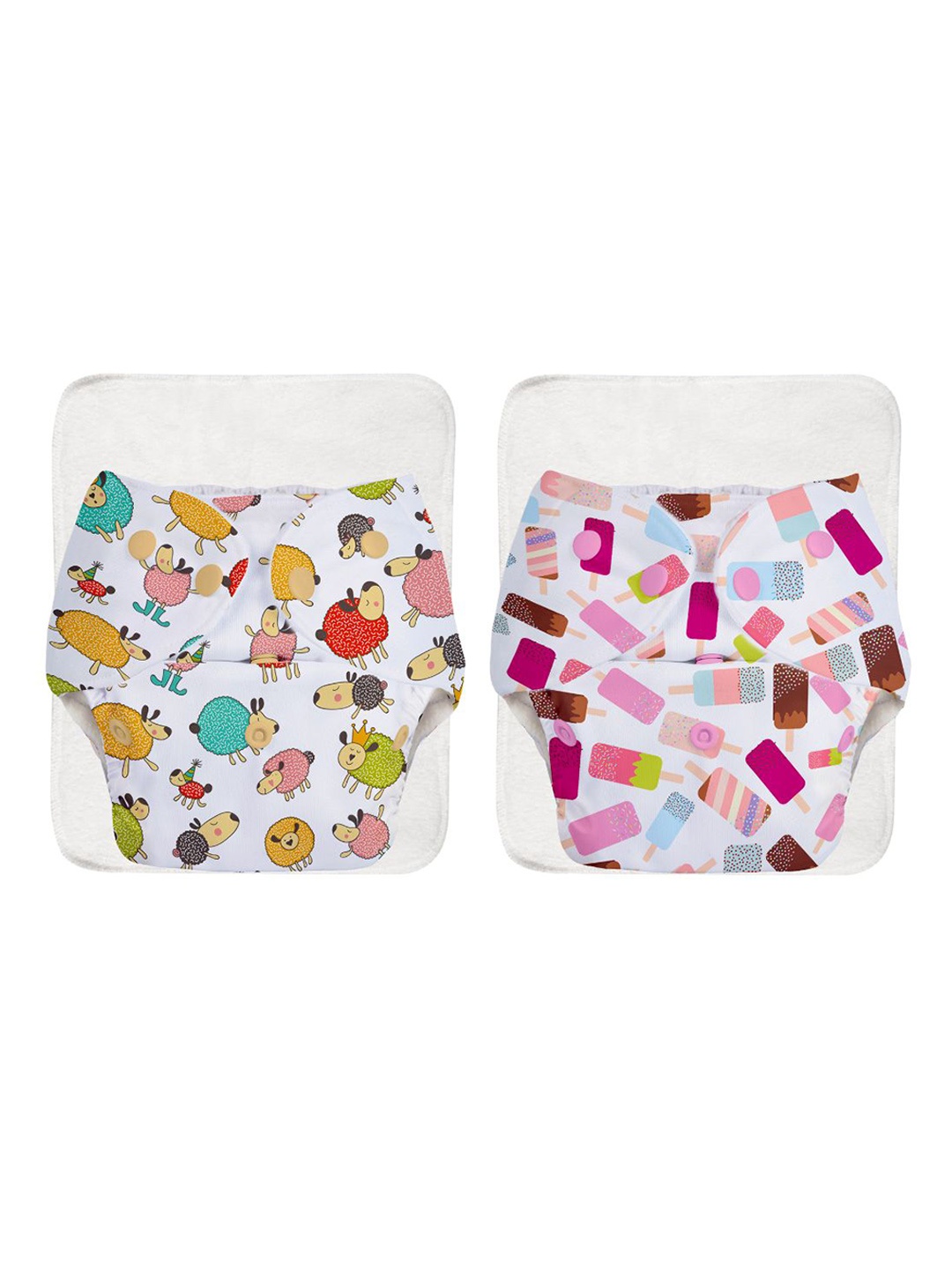 

SuperBottoms Set Of 4 Reusable Cloth Diaper & Quick Dry Ultra Thin Pads-03-06, White