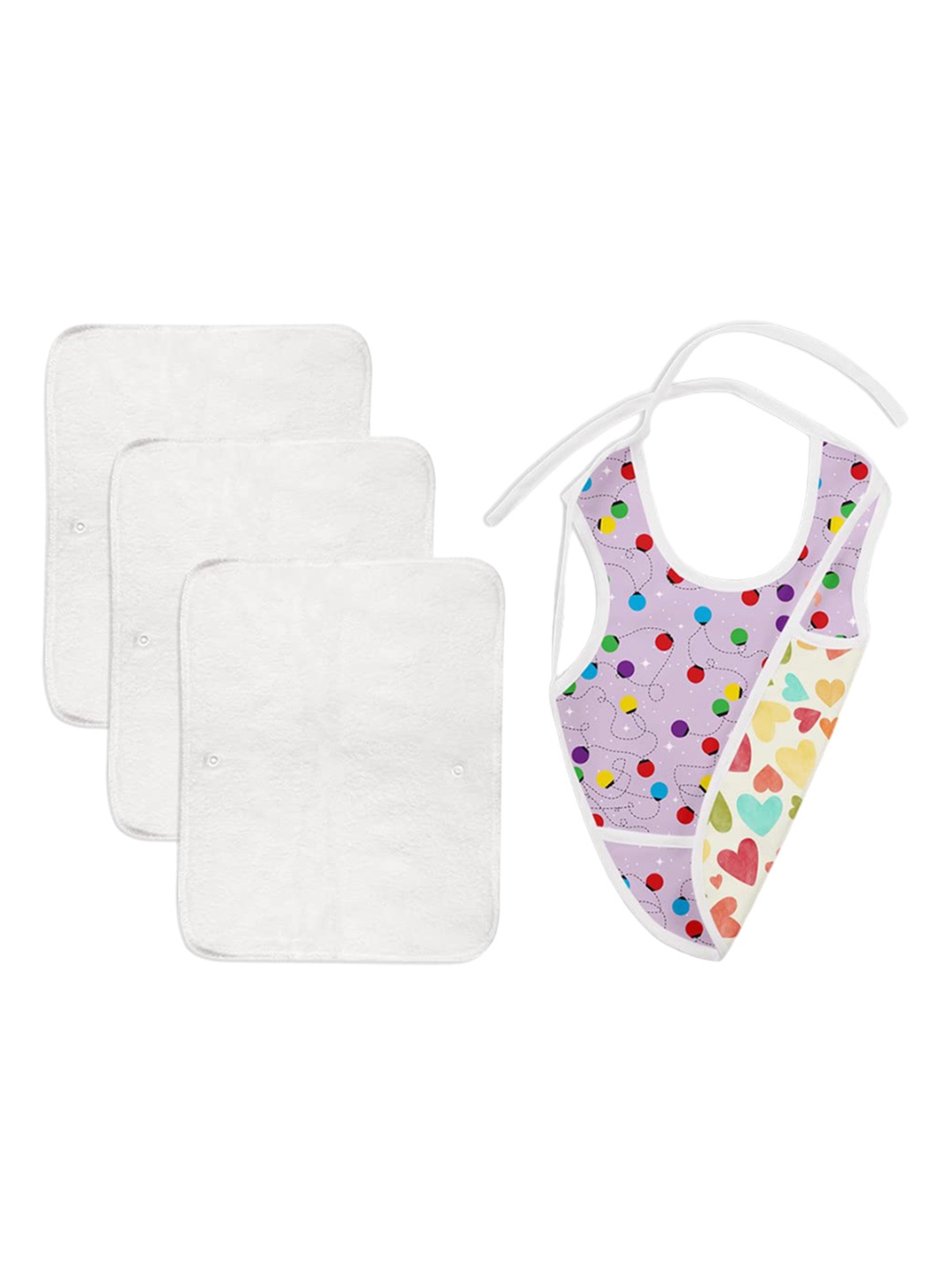

SuperBottoms Set Of 3 Quick Dry Ultra Thin Cotton Pads & Waterproof Cloth Bib, Multi