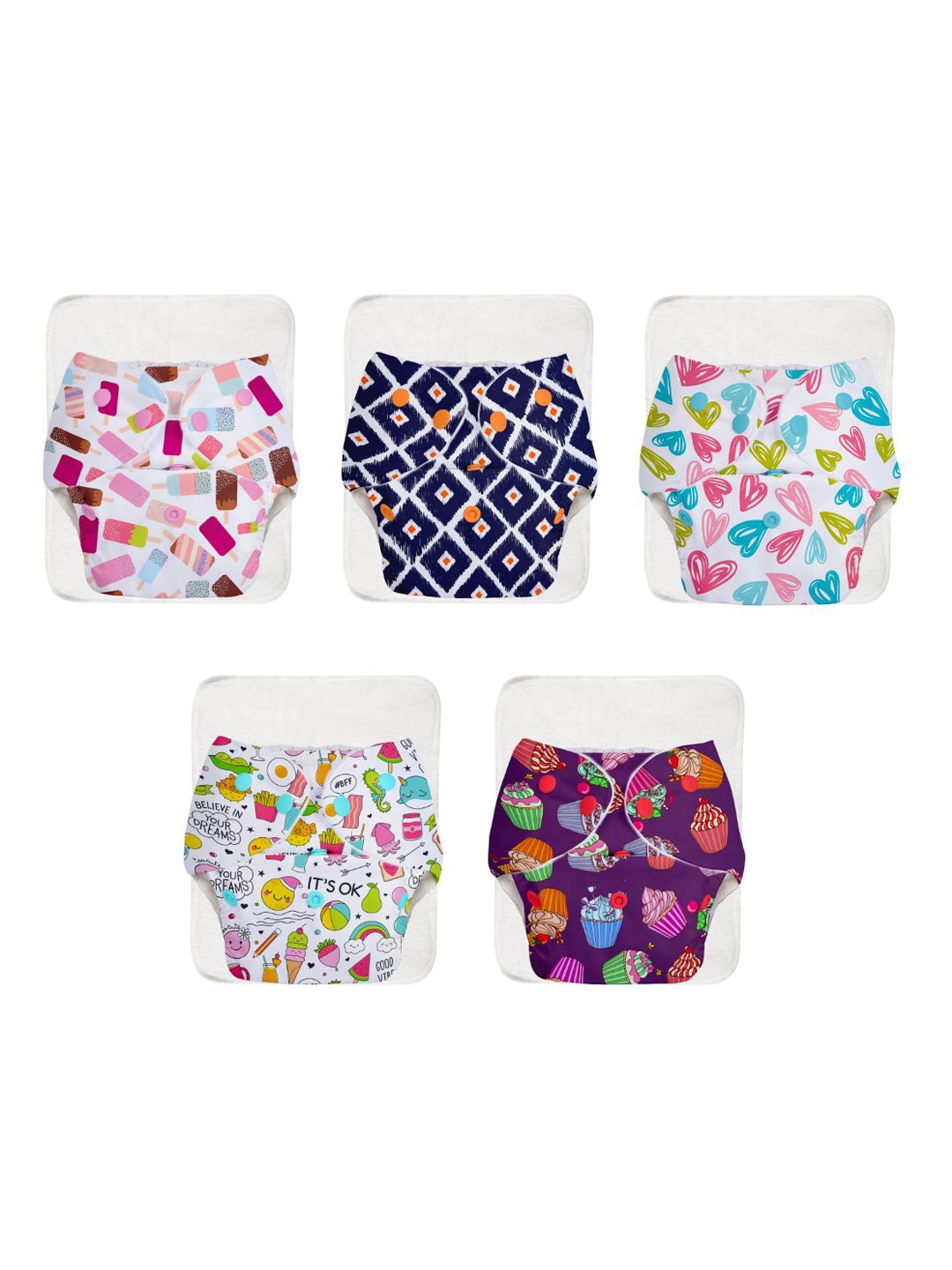 

SuperBottoms Set Of 10 Reusable Cloth Diaper & Quick Dry Ultra Thin Pads-06-09-10-13-15, White