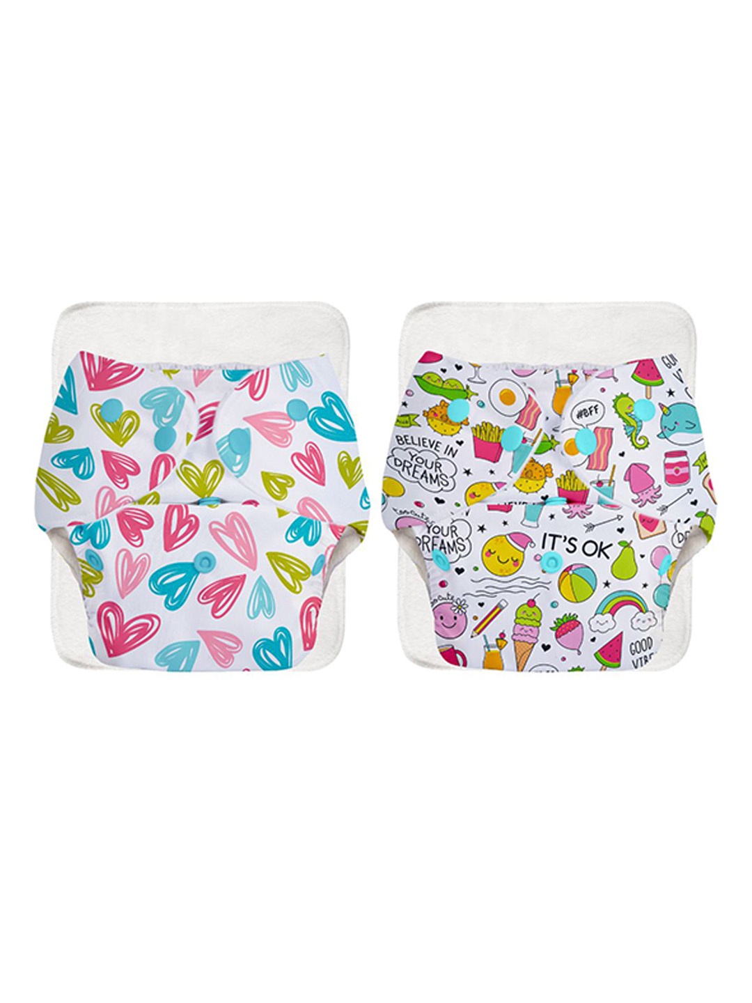 

SuperBottoms Set Of 4 Reusable Cloth Diaper & Quick Dry Ultra Thin Pads-10-13, White