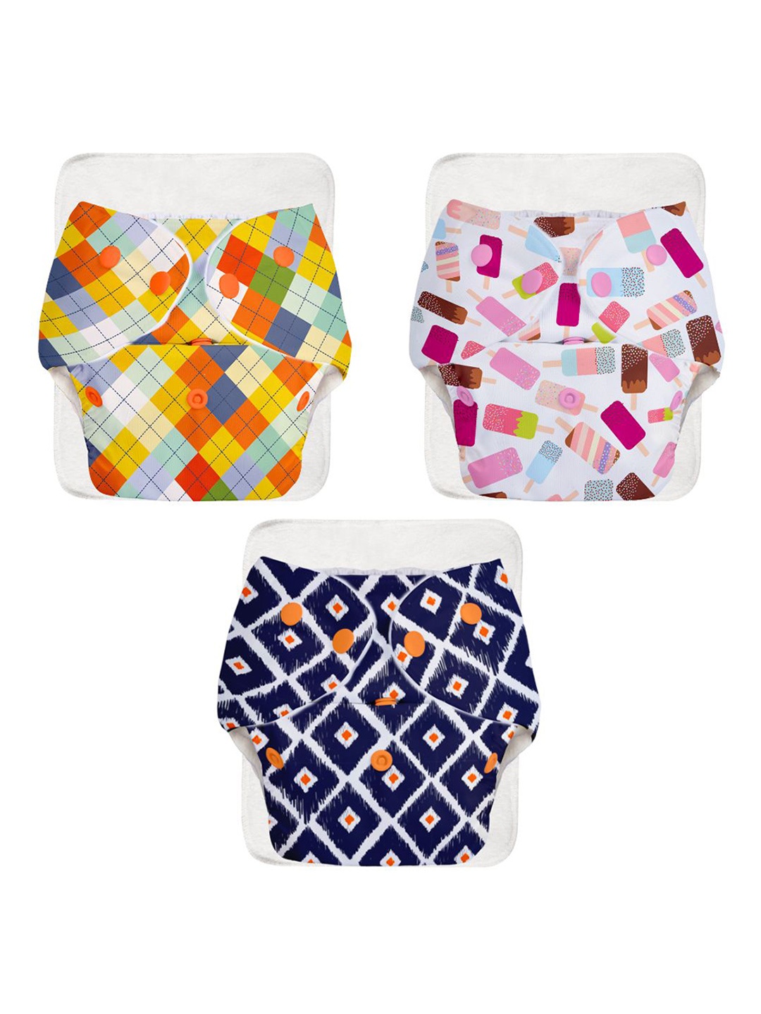 

SuperBottoms Set Of 3 Reusable Cloth Diaper & 3 Quick Dry Ultra Thin Pads, White