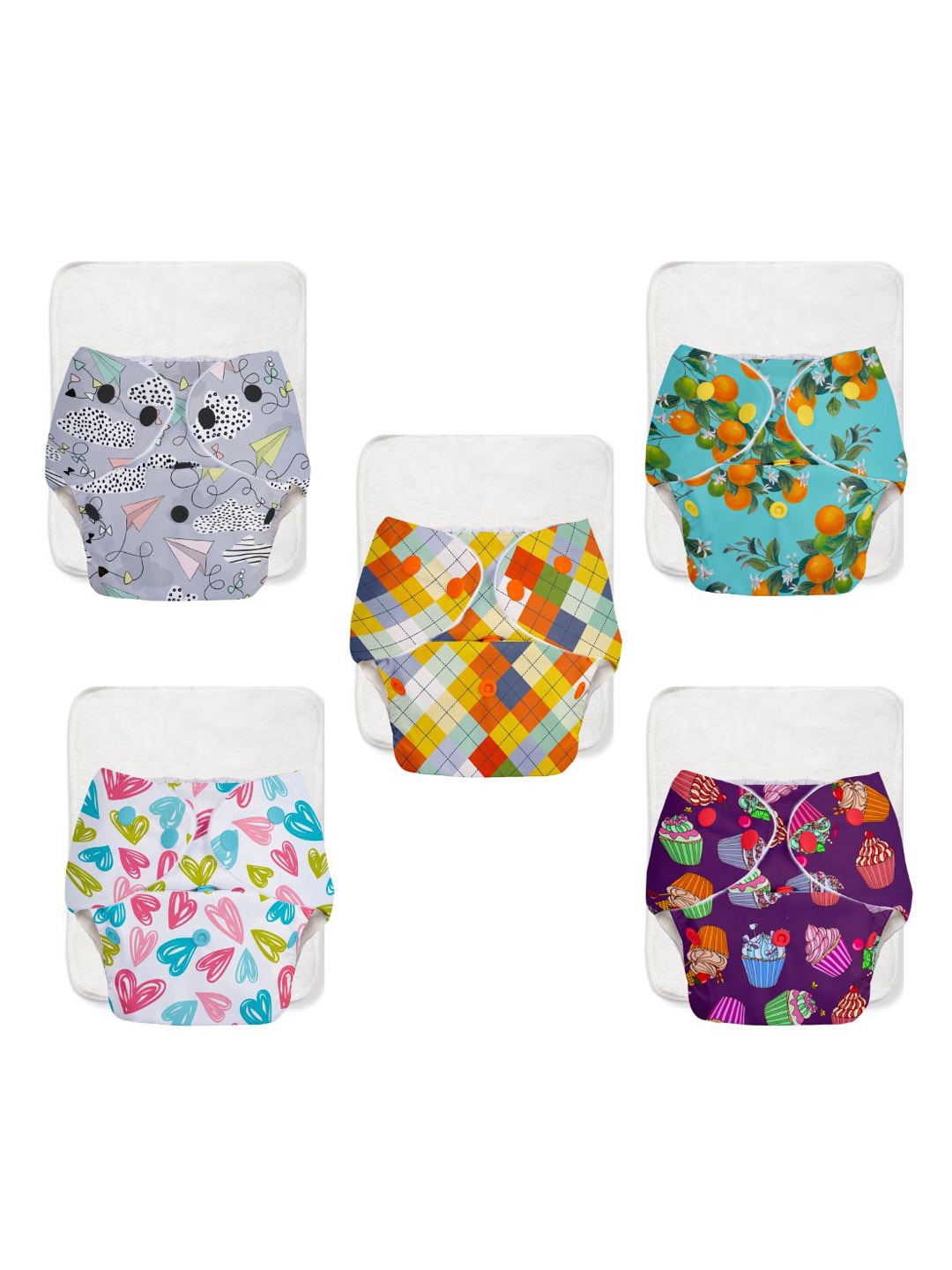 

SuperBottoms Set Of 10 Reusable Cloth Diaper & Quick Dry Ultra Thin Pads-01-02-05-10-15, White