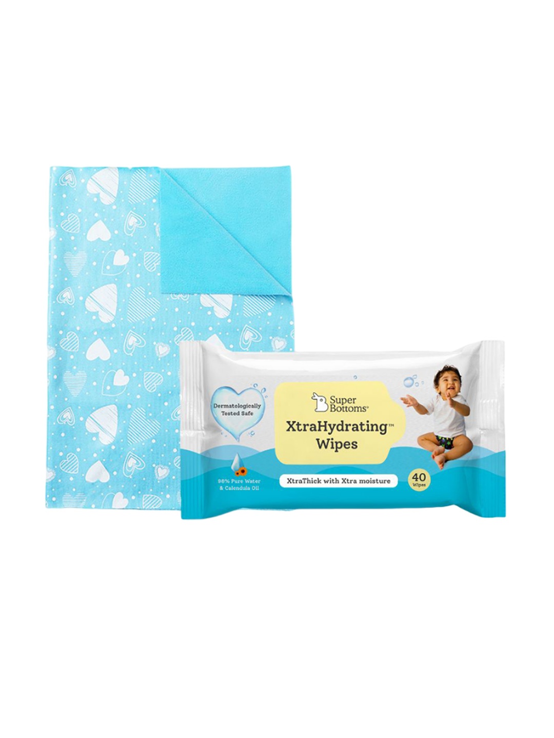 

SuperBottoms Set Of 2 Dry Feel Soaker Pads With XtraHydrating Wipes, Blue