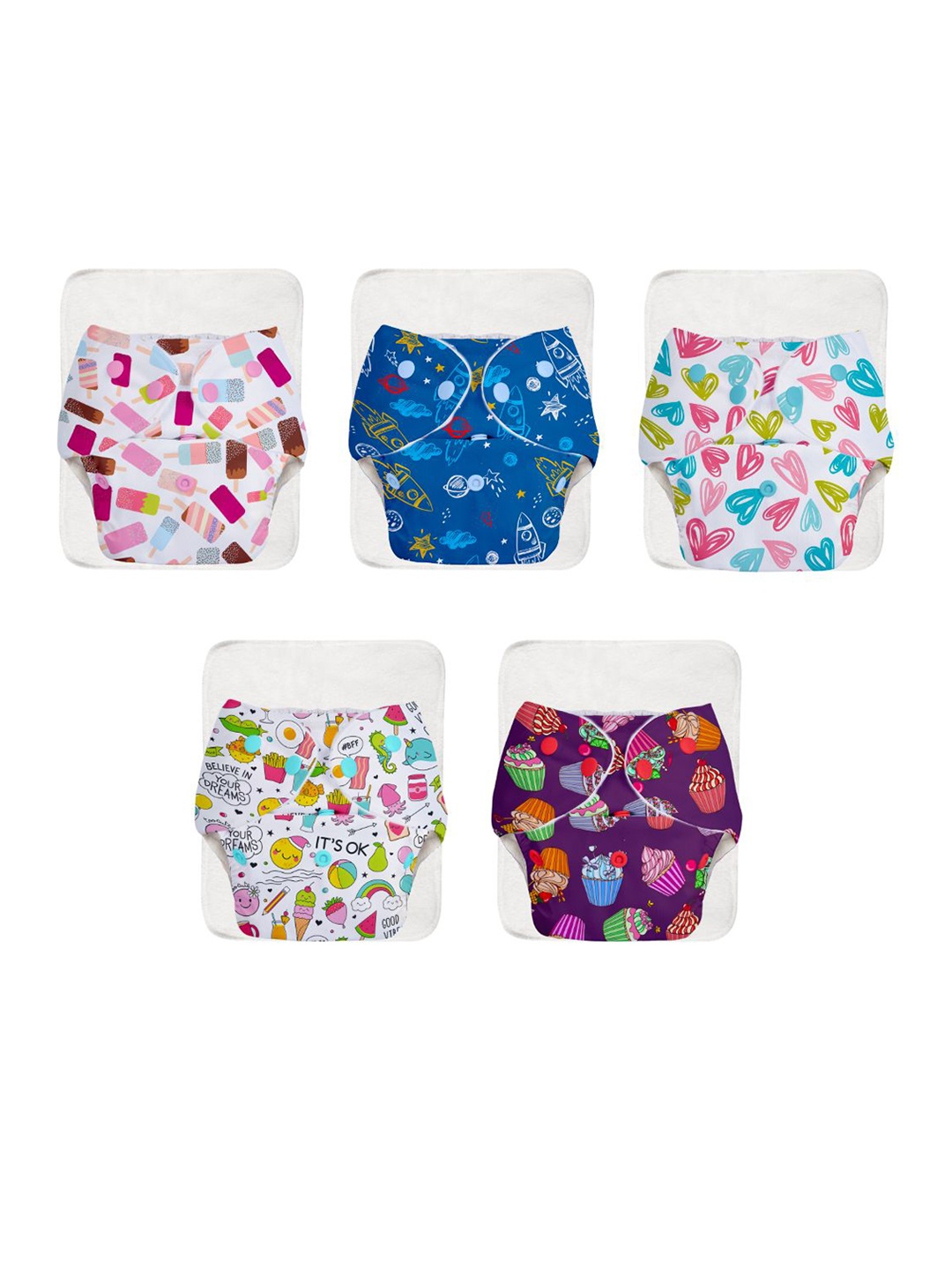 

SuperBottoms Basic Set Of 5 Cloth Diapers- 06-10-13-15-17, Blue