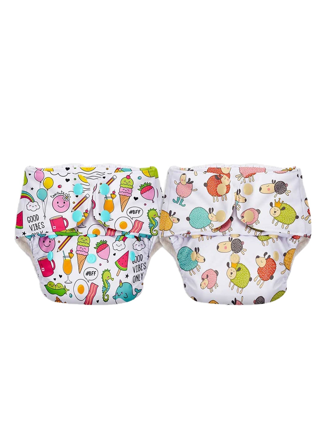 

SuperBottoms UNO Set Of 2 UNO Reusable Cloth Diaper-13-15, White