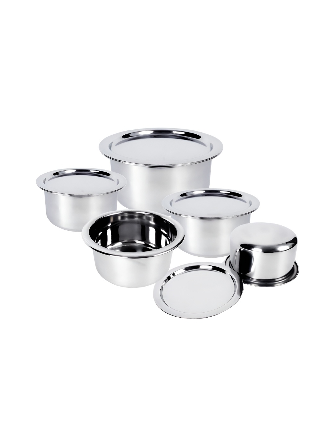 

Kuber Industries Silver 5 Pieces Stainless Steel Tope Set