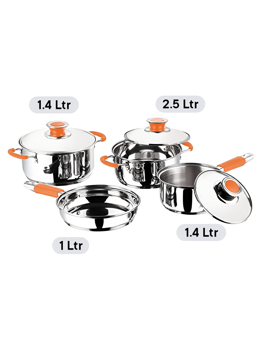 

Kuber Industries Grey 4 Pieces Stainless Steel Cookware