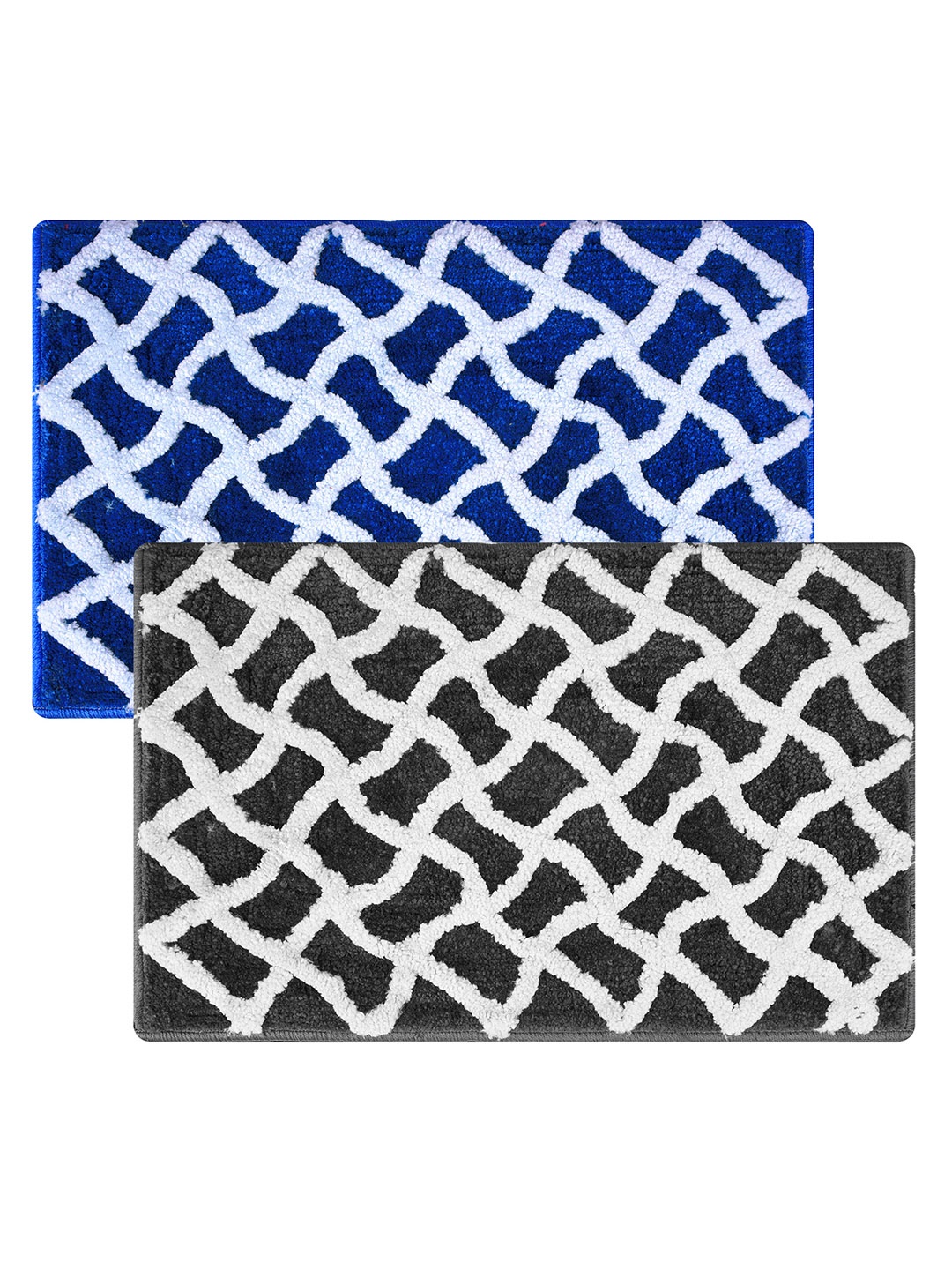 

Kuber Industries Blue & Black 2-Pcs Zig Zag Anti-Skid Door Mat