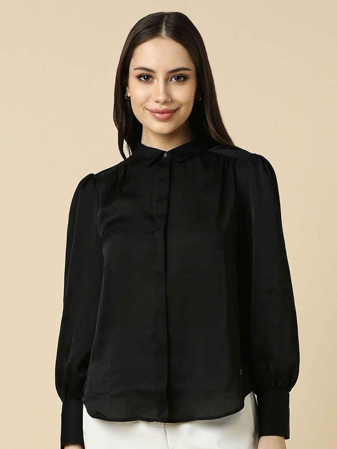 

Allen Solly Woman Women Opaque Formal Shirt, Black