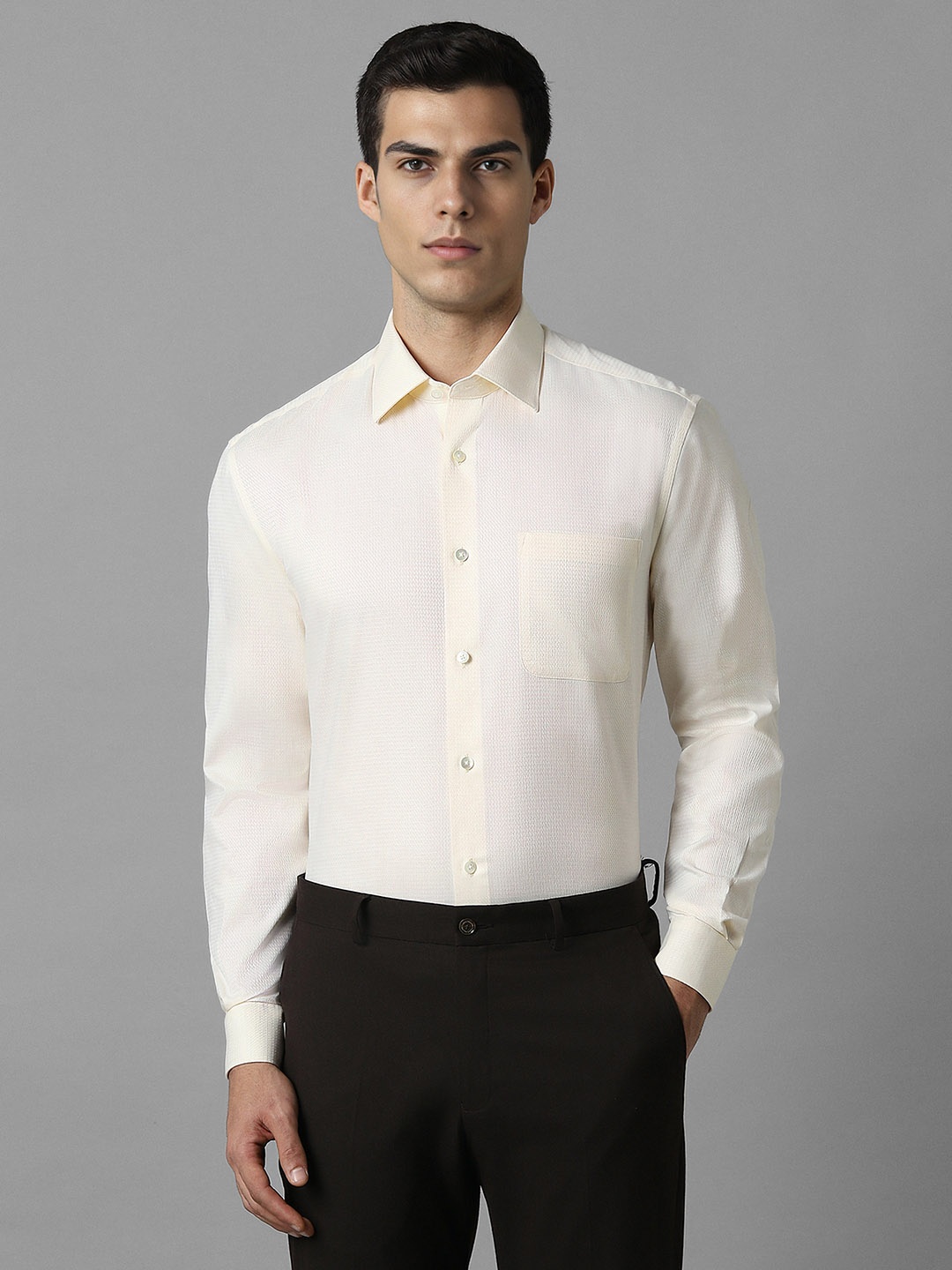 

Louis Philippe Men Opaque Formal Shirt, Cream