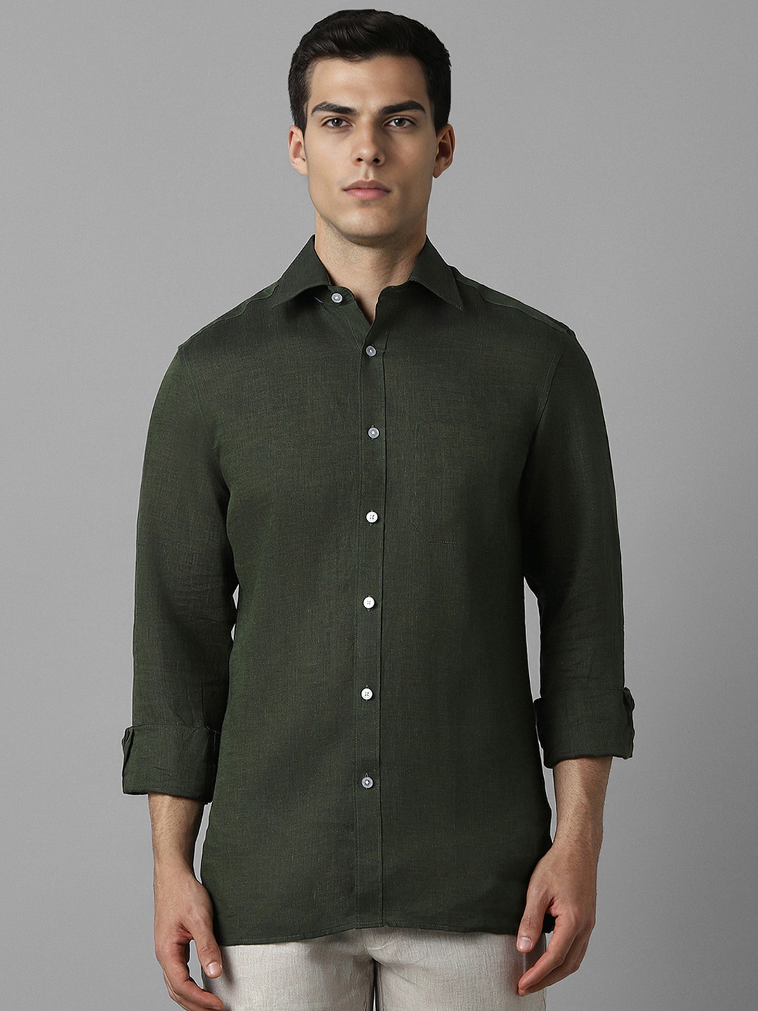 

Louis Philippe Men Opaque Formal Shirt, Green