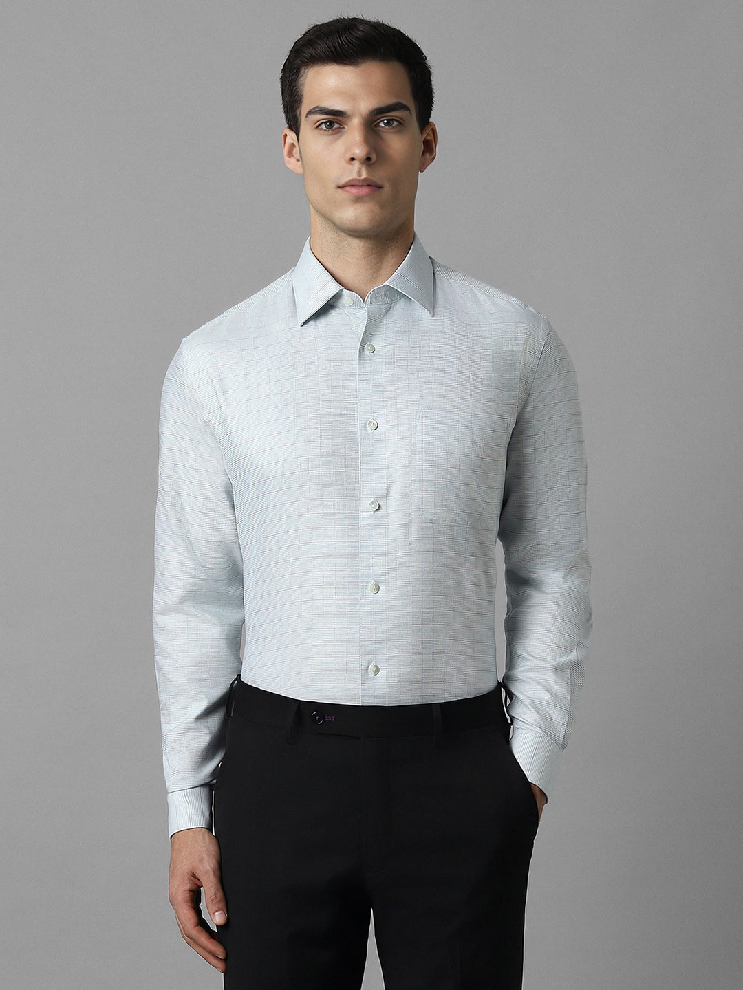 

Louis Philippe Men Opaque Checked Formal Shirt, Blue