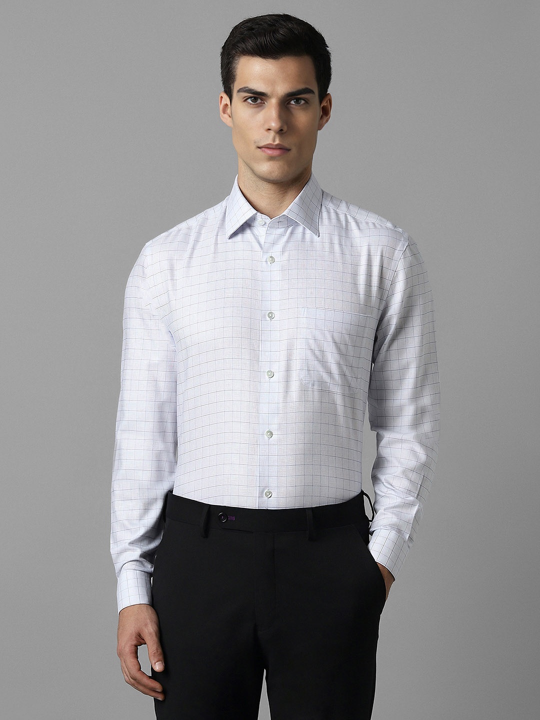 

Louis Philippe Men Grid Tattersall Checks Opaque Checked Formal Shirt, White