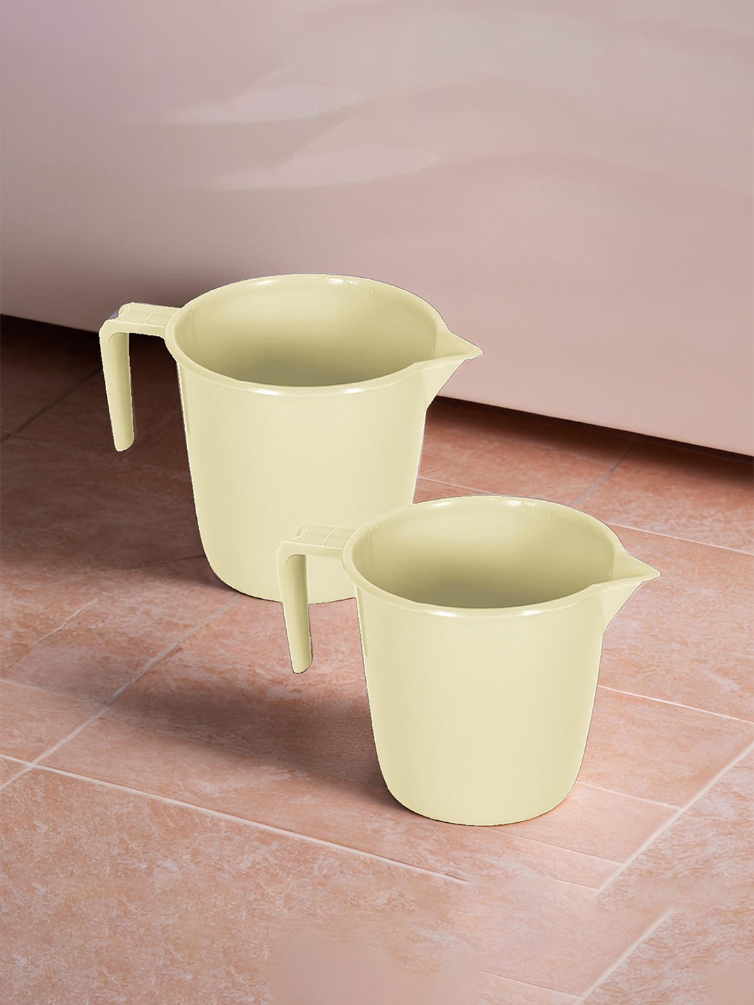 

Kuber Industries Beige Pack of 2 Solid Bathroom Plastic Mugs